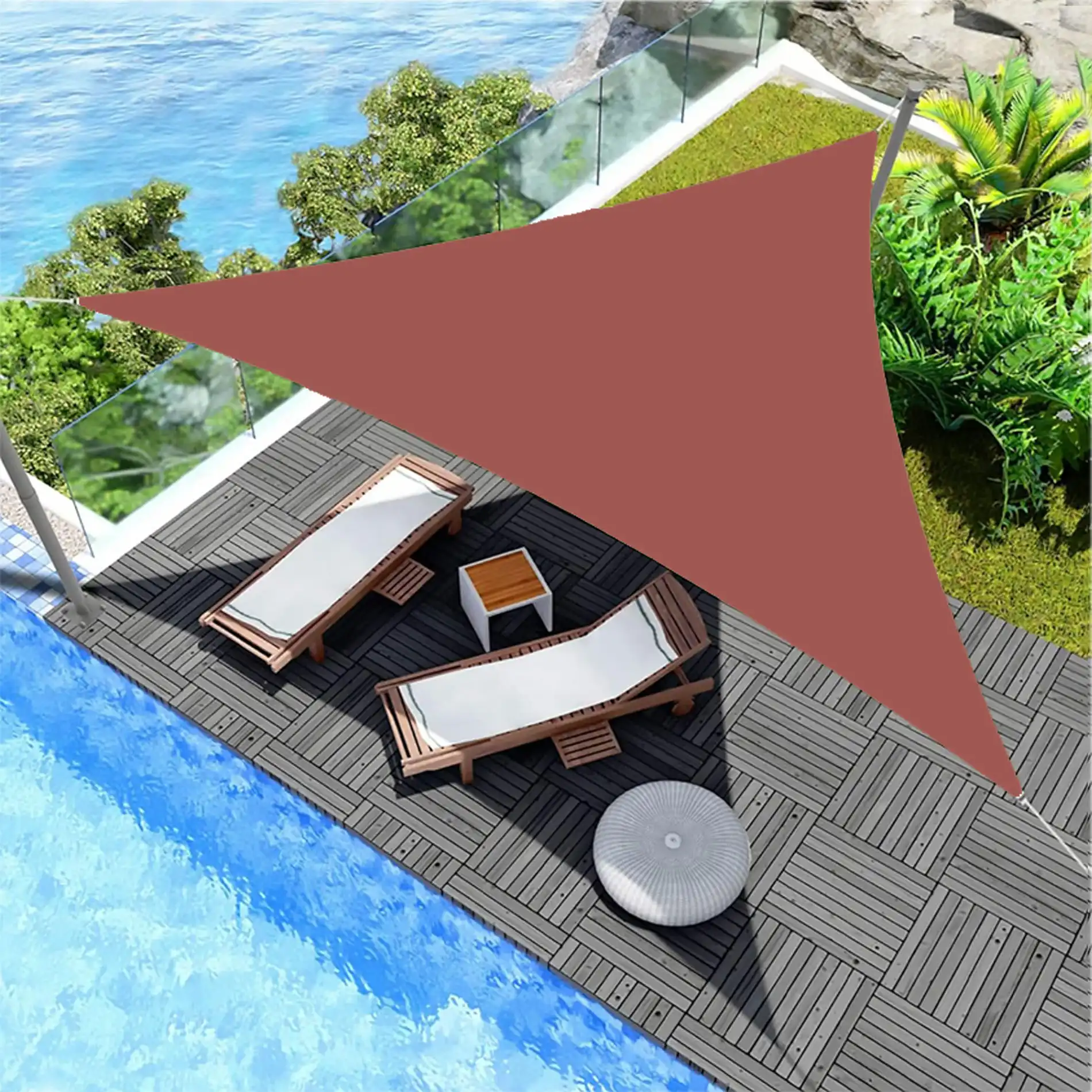 Palma - Tenda a vela per esterni impermeabile rossa 5x5x5 - Image 2