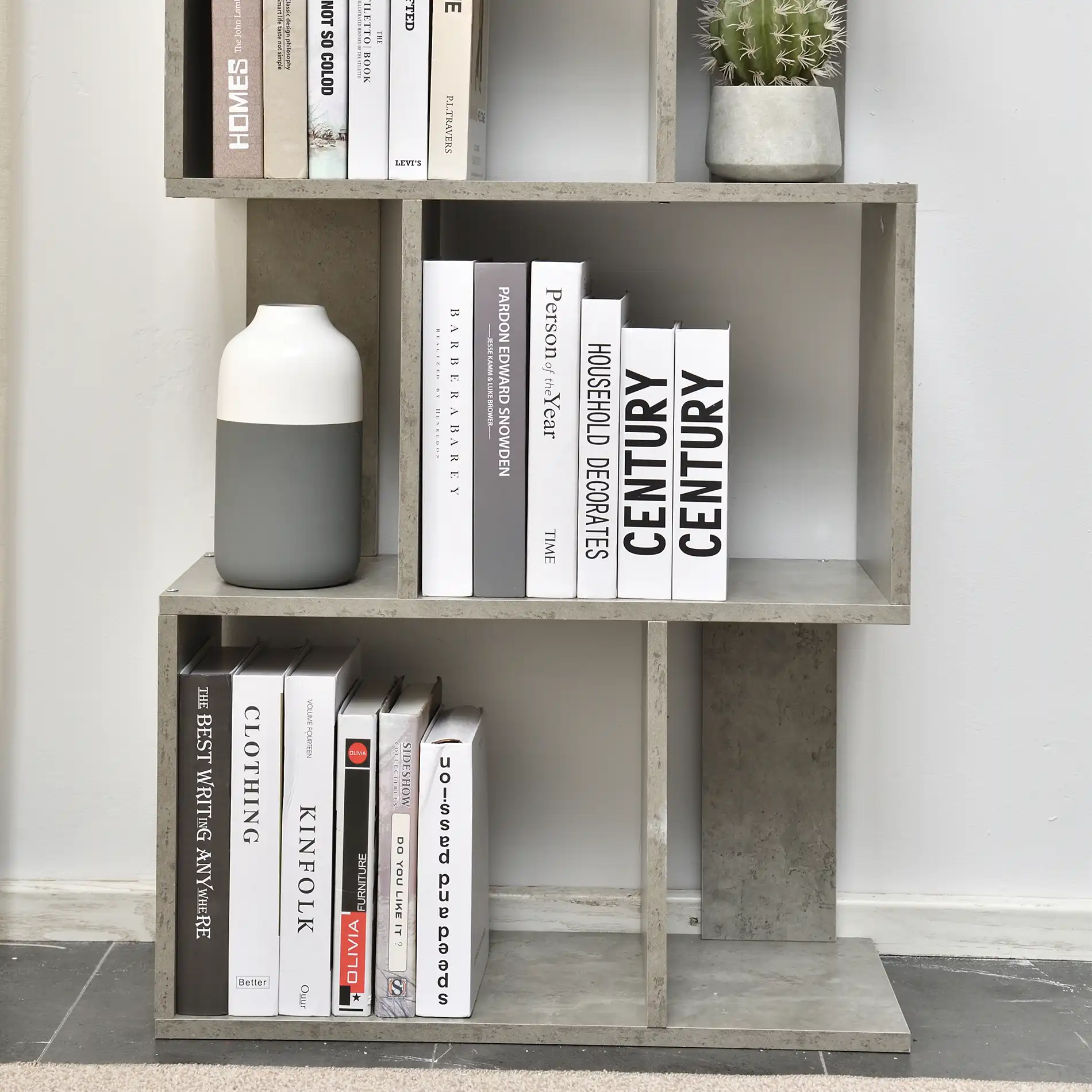 Peperomia - Libreria con 5 ripiani color grigio cemento - Image 3