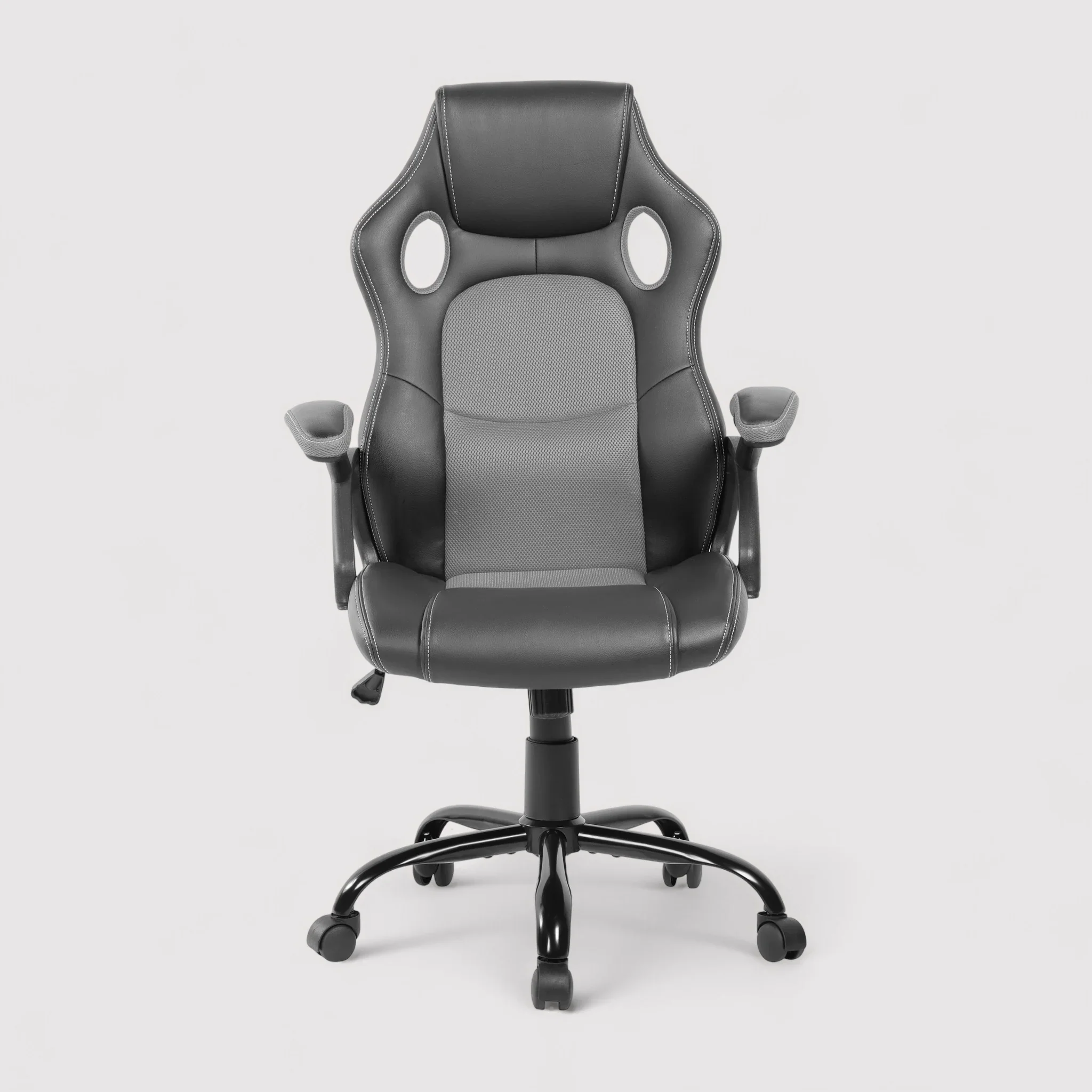 Perganu - Poltrona da ufficio o studio grigia e nera ergonomica - Image 3
