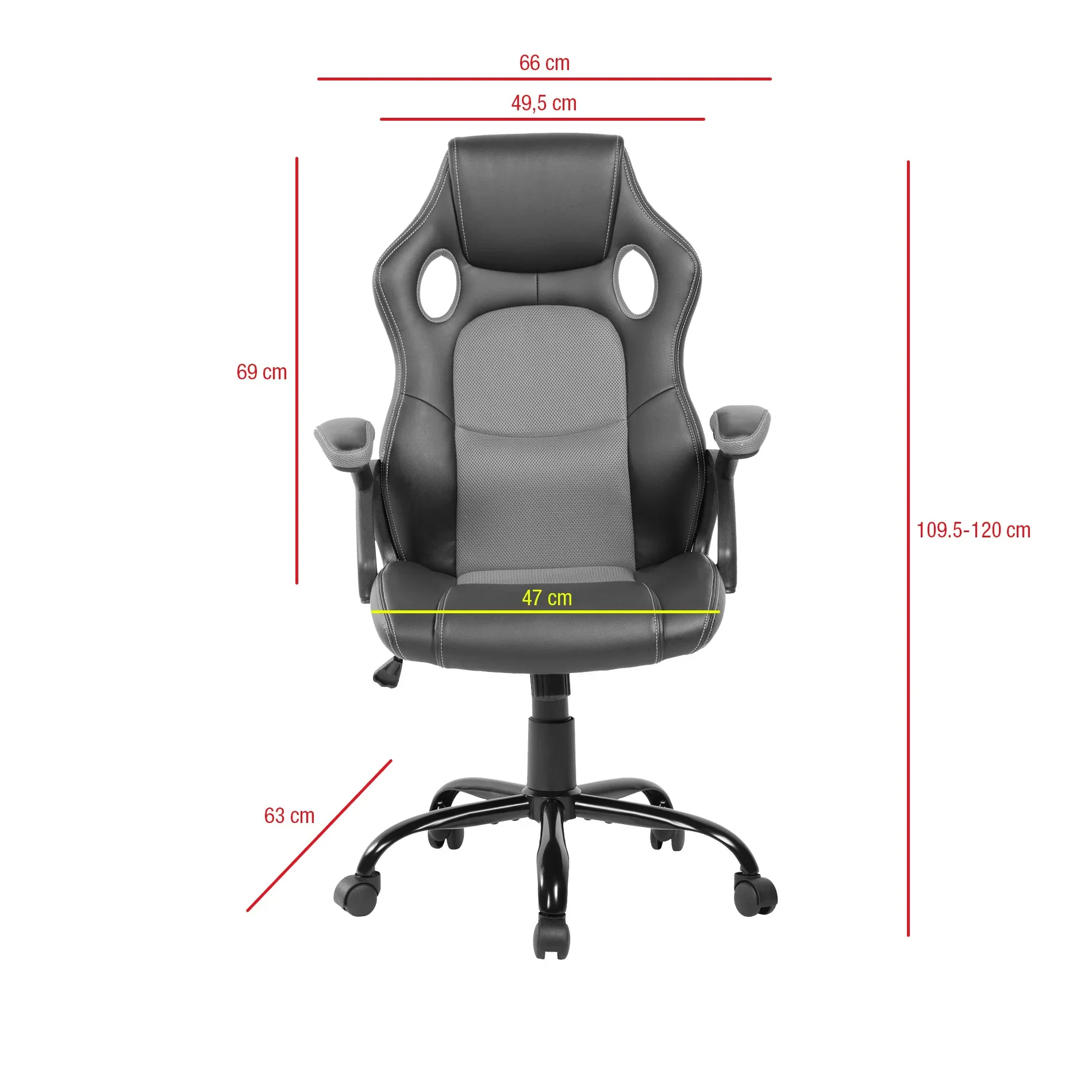 Perganu - Poltrona da ufficio o studio grigia e nera ergonomica - Image 5