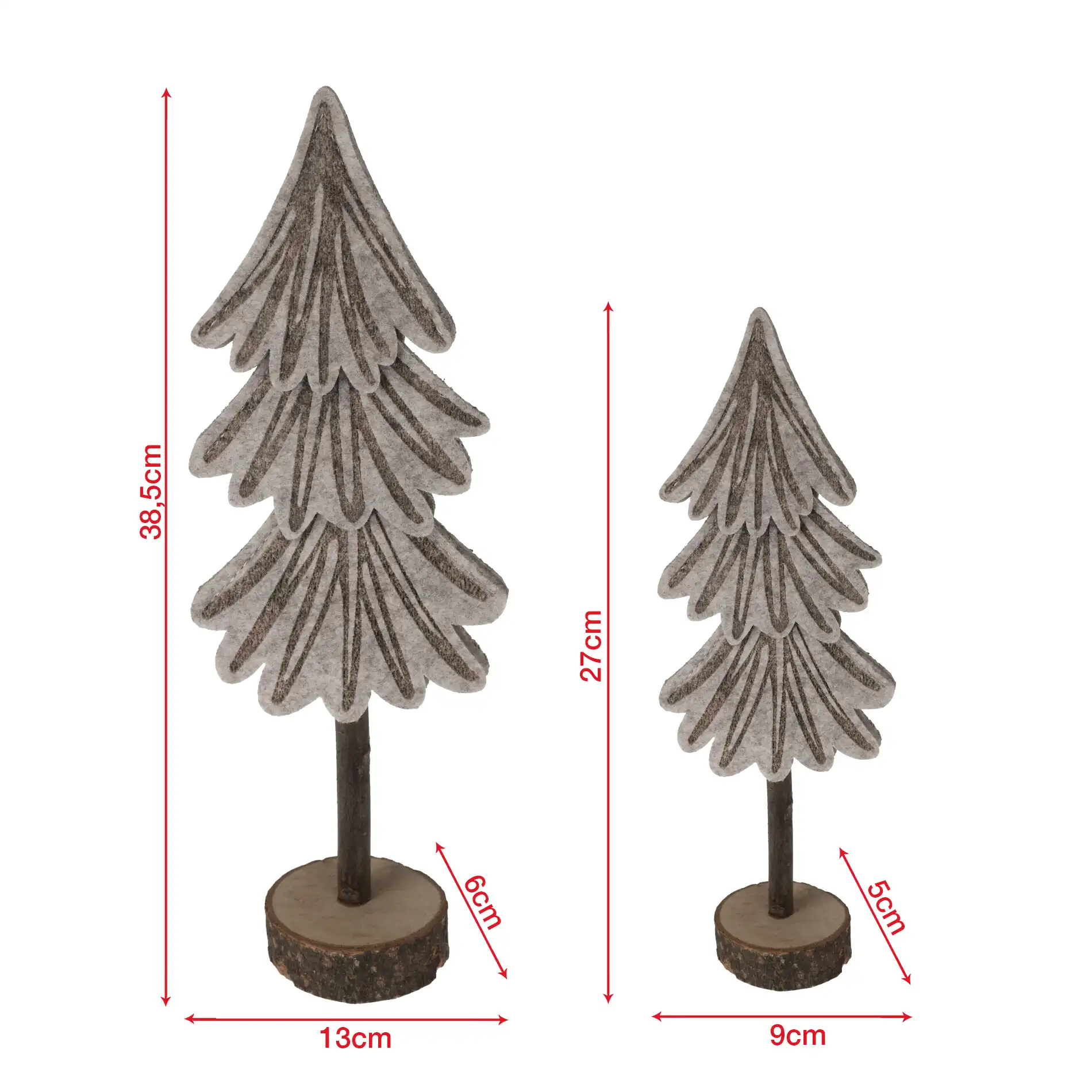 Pisonia - Set di 2 alberi in feltro decorativi grigio e marrone - Image 4