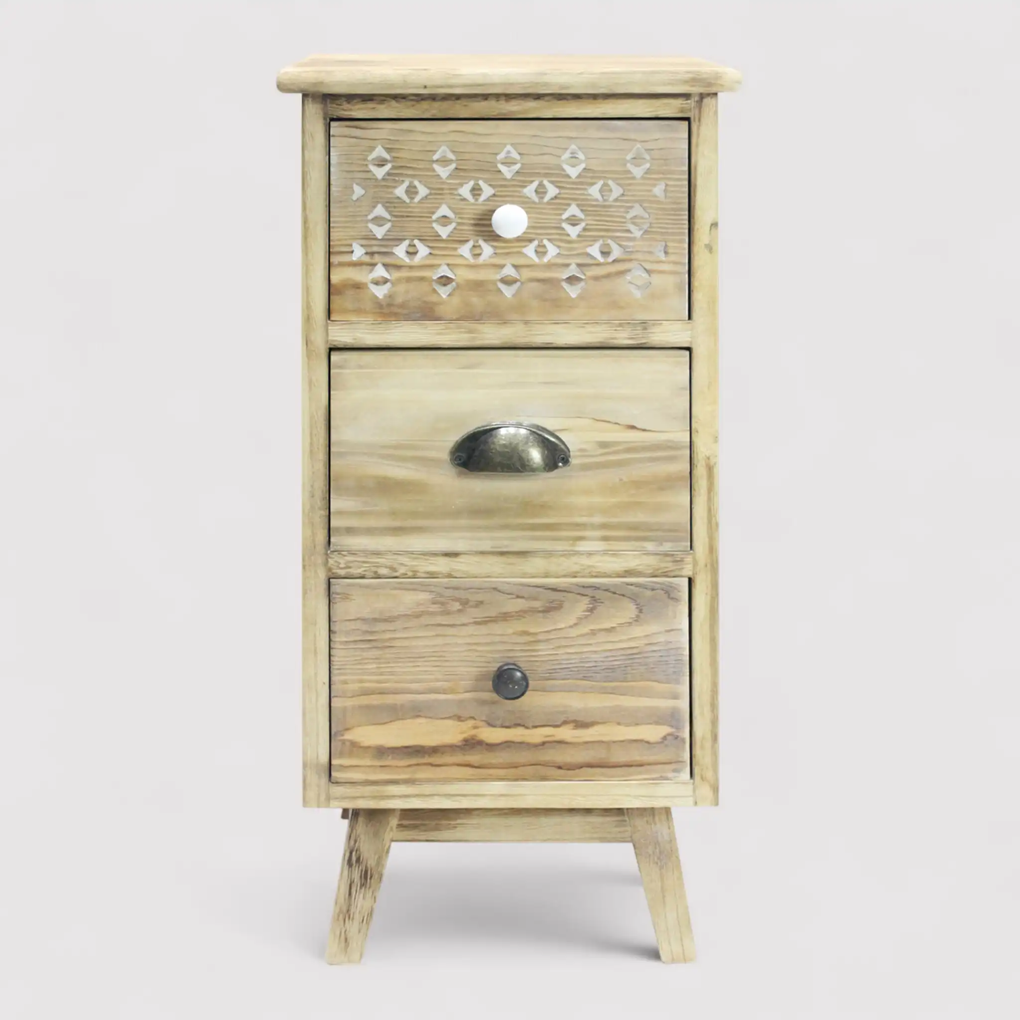 Pitaya - Comodino alto e stretto in stile boho con 3 cassetti - Image 3