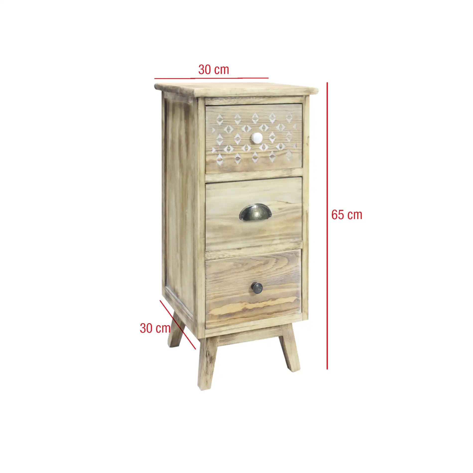 Pitaya - Comodino alto e stretto in stile boho con 3 cassetti - Image 7
