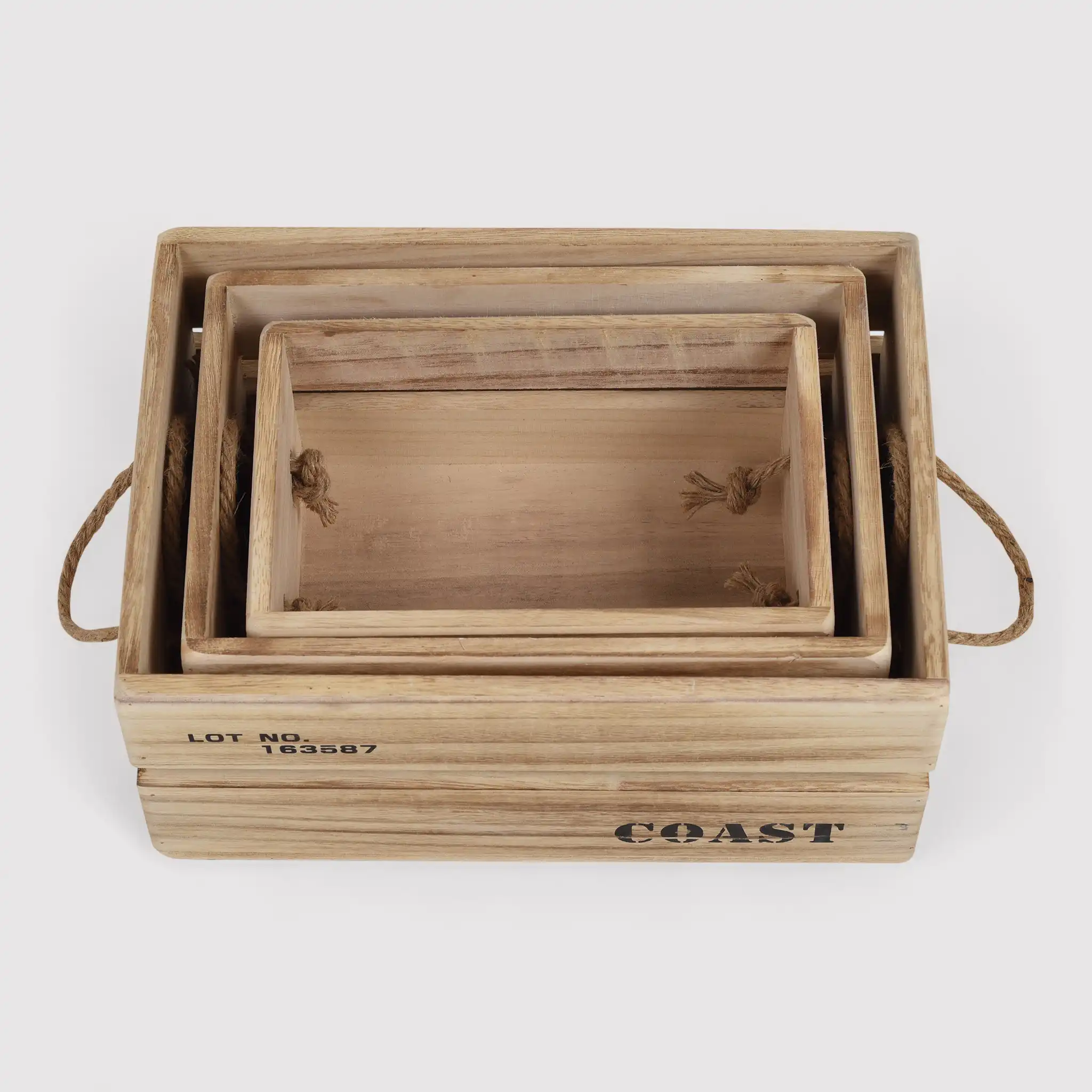 Pomelia - Set di 3 cassette contenitori in legno chiaro - Image 4