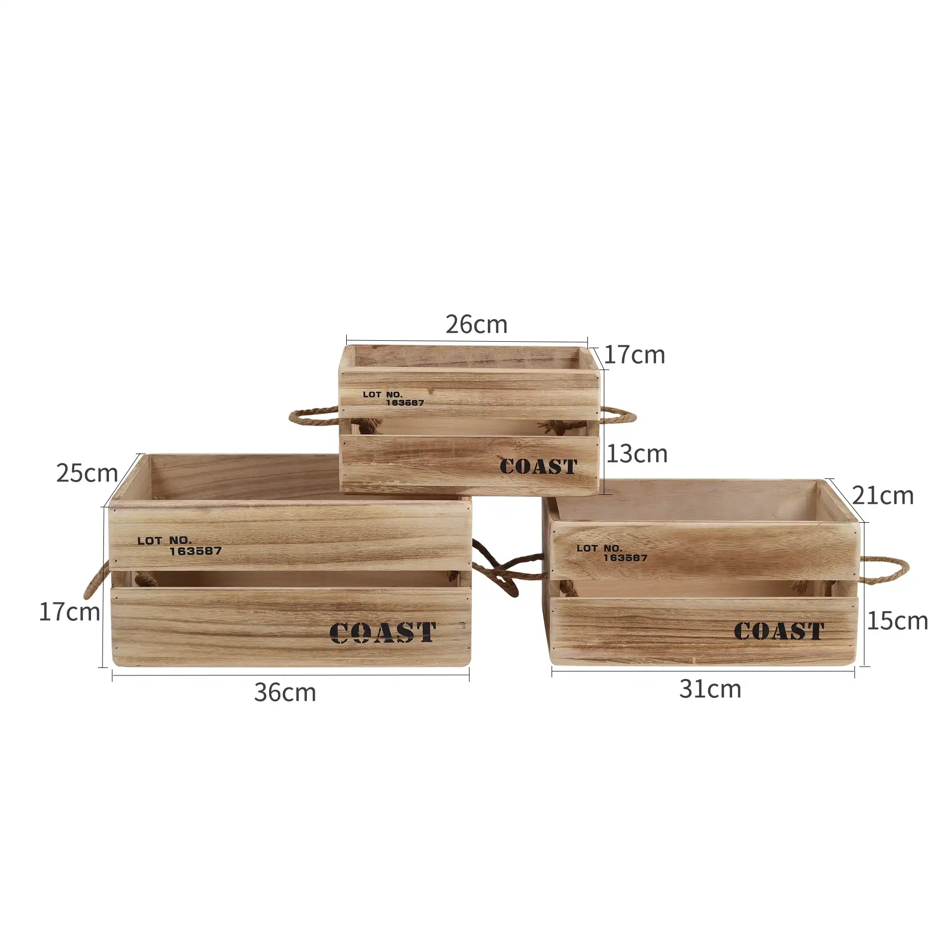 Pomelia - Set di 3 cassette contenitori in legno chiaro - Image 5