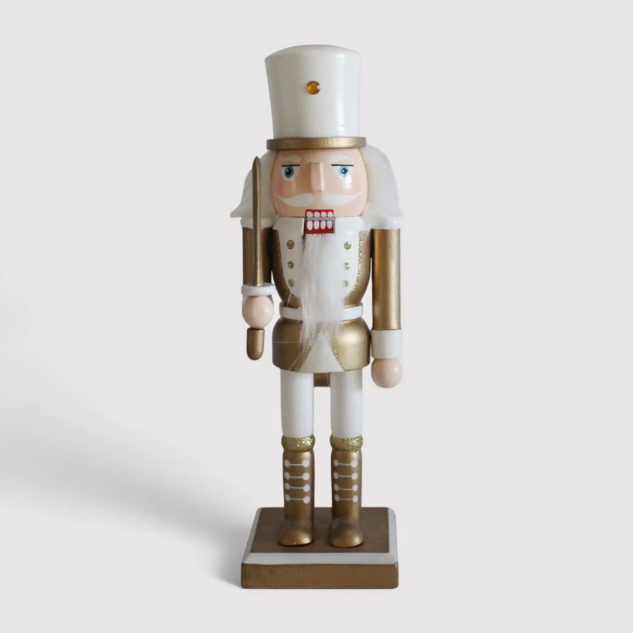 Populus - Statuetta schiaccianoci di Natale bianco e oro