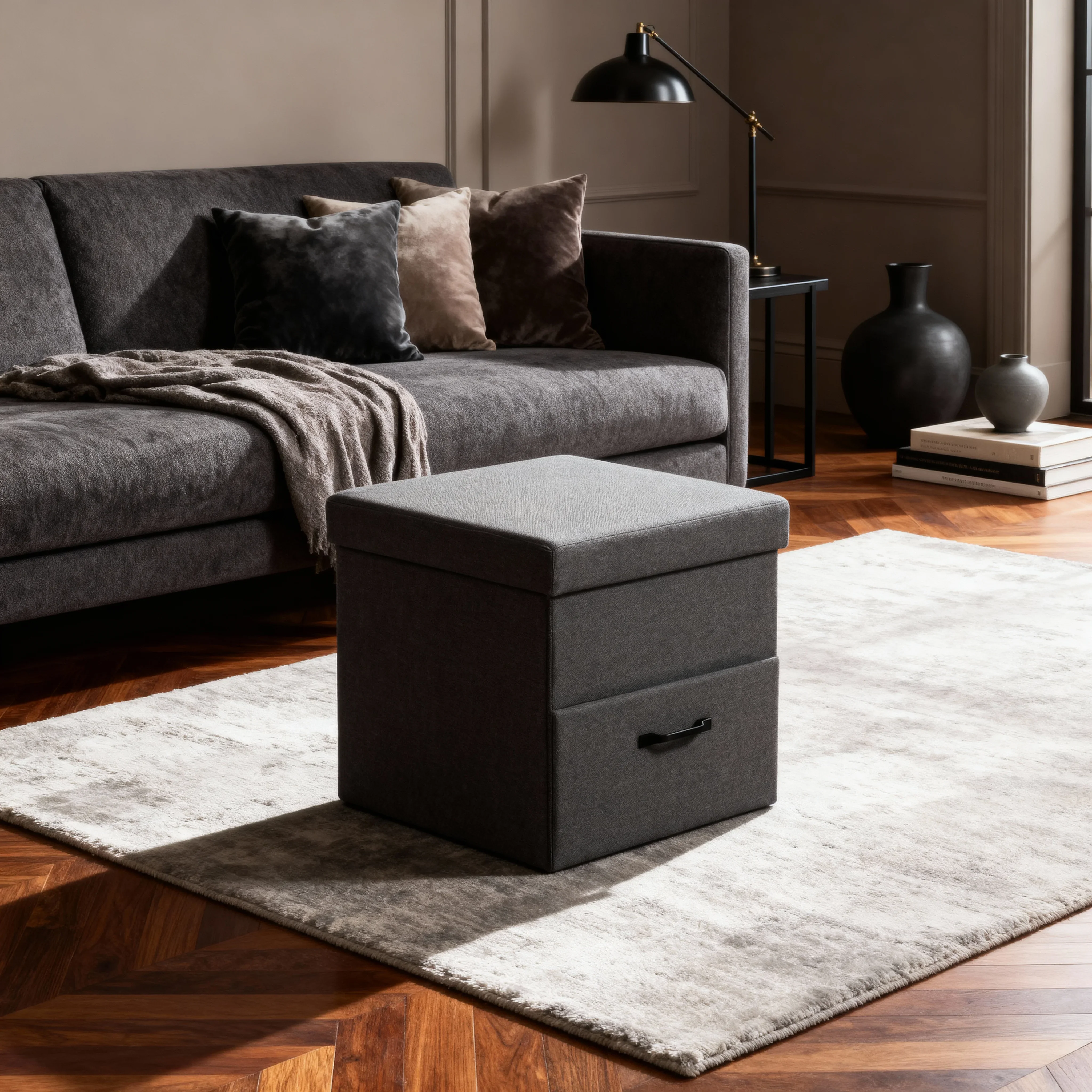 Alocasia - Pouf contenitore grigio scuro stile moderno - Image 2