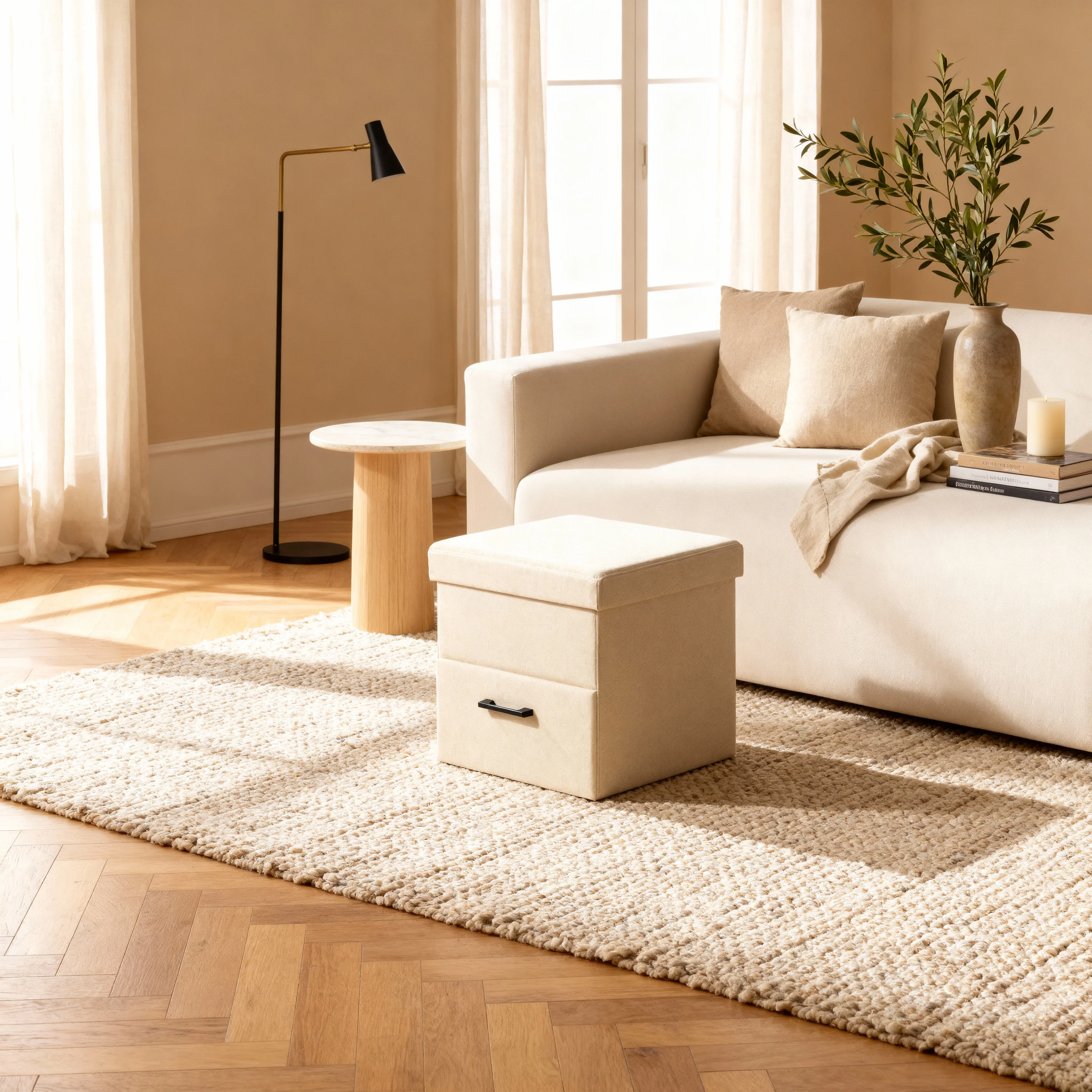 Strelitzia - Pouf contenitore colore beige moderno - Image 2