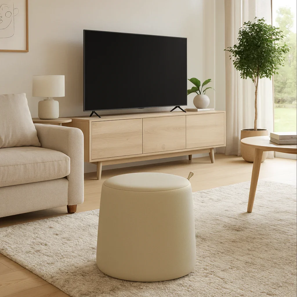 Gardenia - Pouf sgabello contenitore beige moderno - Image 2