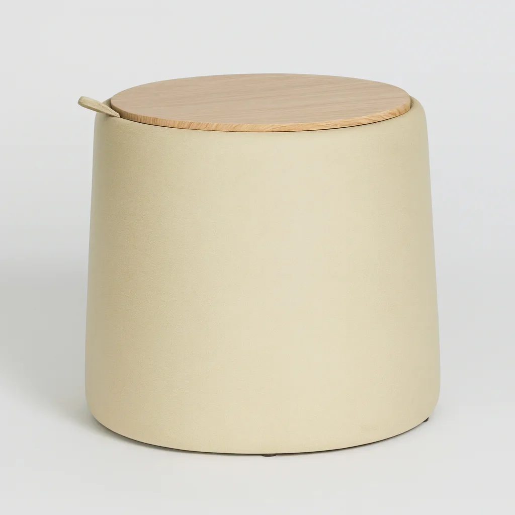 Gardenia - Pouf sgabello contenitore beige moderno - Image 3