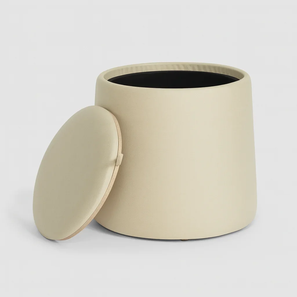 Gardenia - Pouf sgabello contenitore beige moderno - Image 4