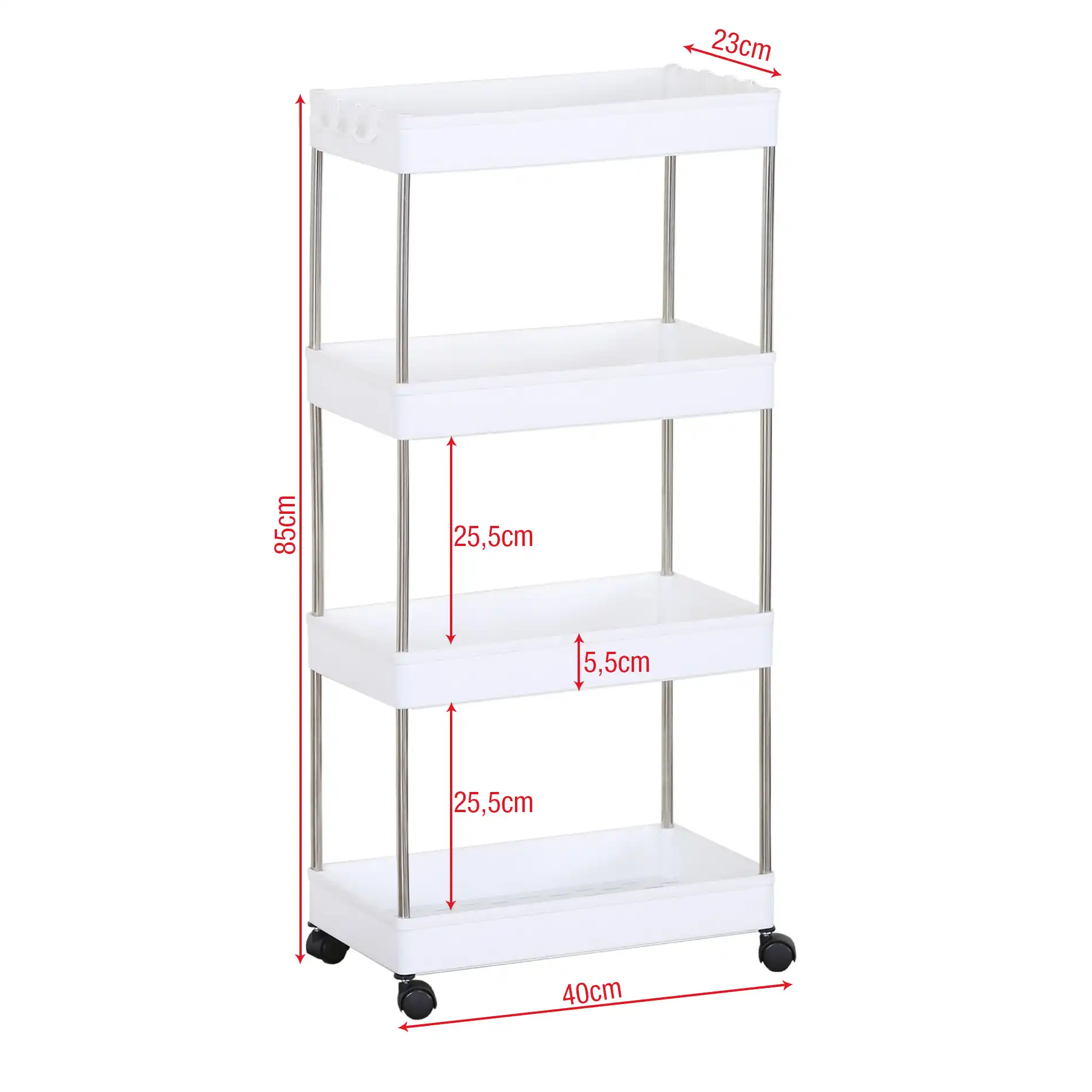 Pratolina - Carrello portaoggetti salvaspazio con 4 ripiani - Image 6