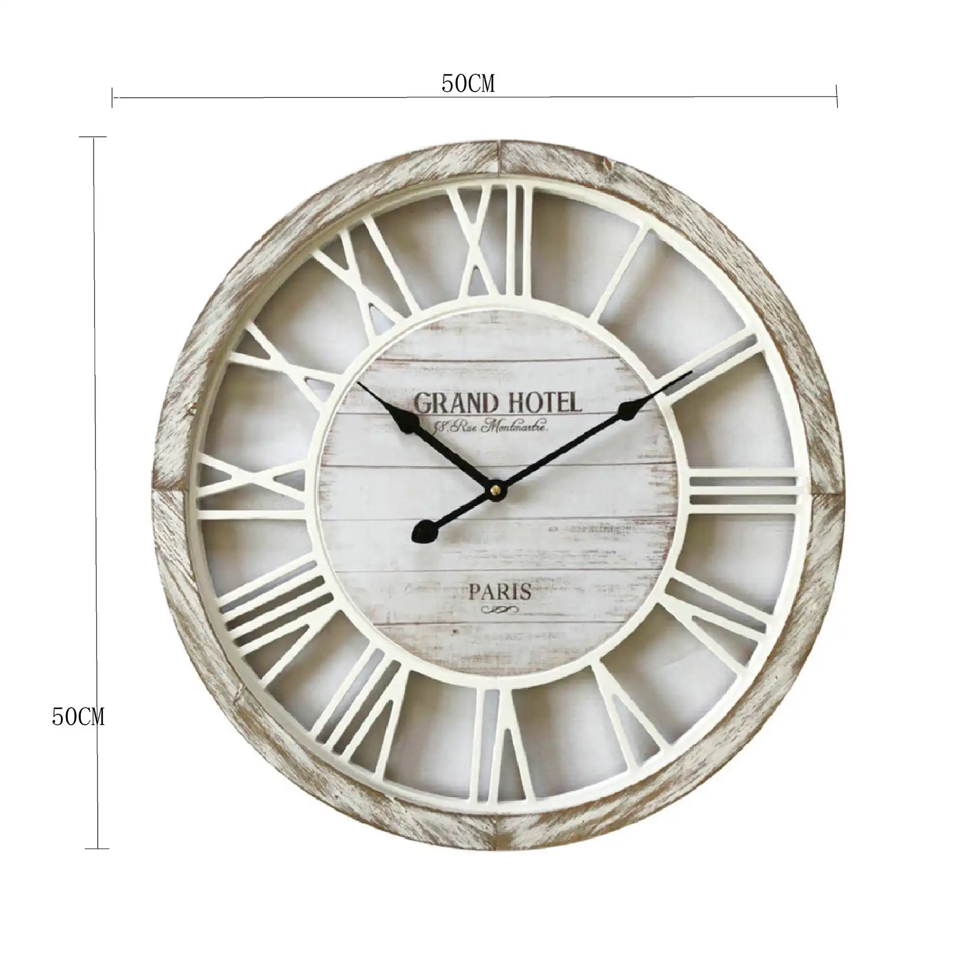 Raffia - Orologio da parete shabby in legno bianco e marrone - Image 6