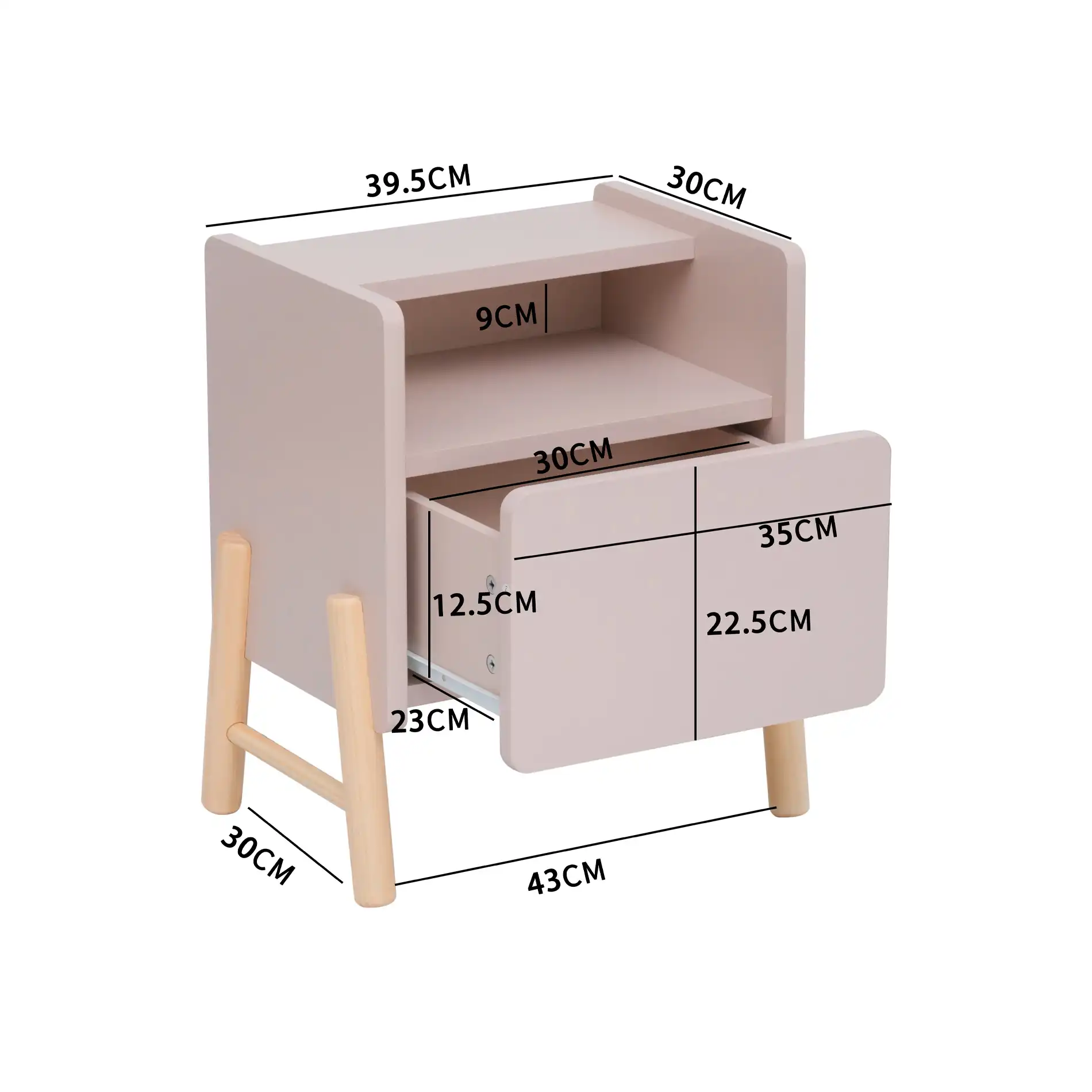 Rasam - Comodino rosa con 2 ripiani e 1 cassetto per camerette - Image 11