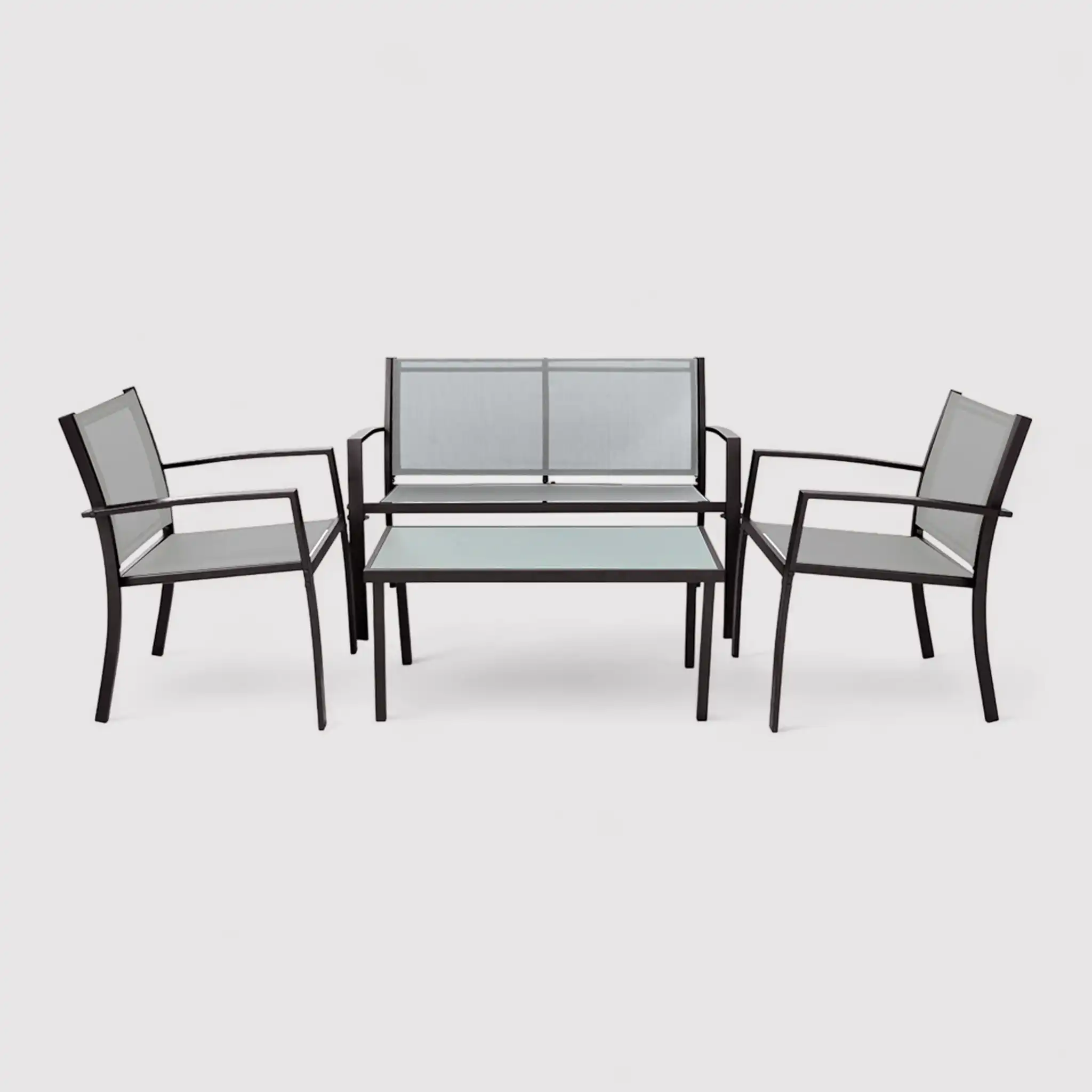 Rawal - Set 3 divani da esterno grigio chiaro con tavolino