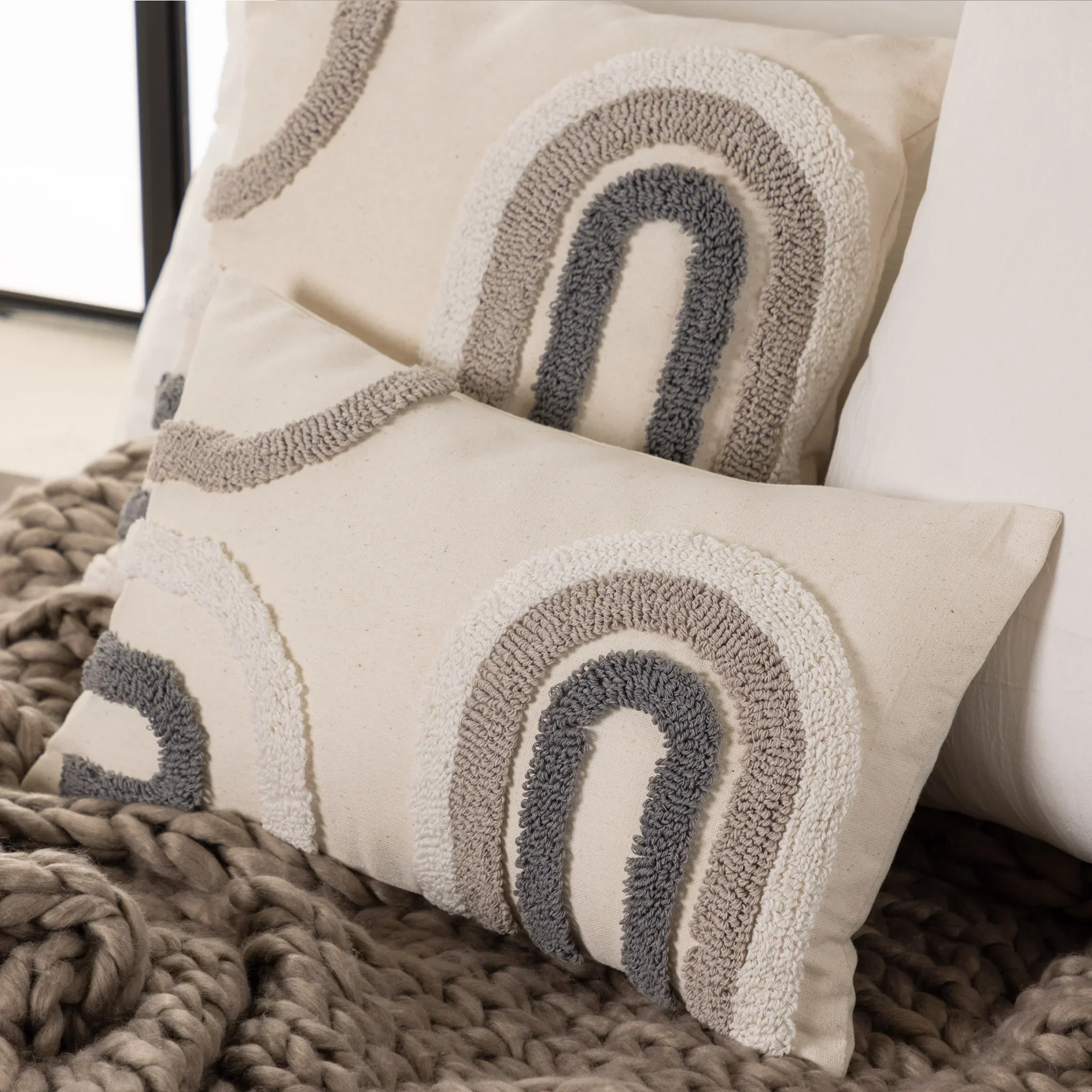 Ripsalis - Federa per cuscino da divano beige 30x50 cm - Image 3