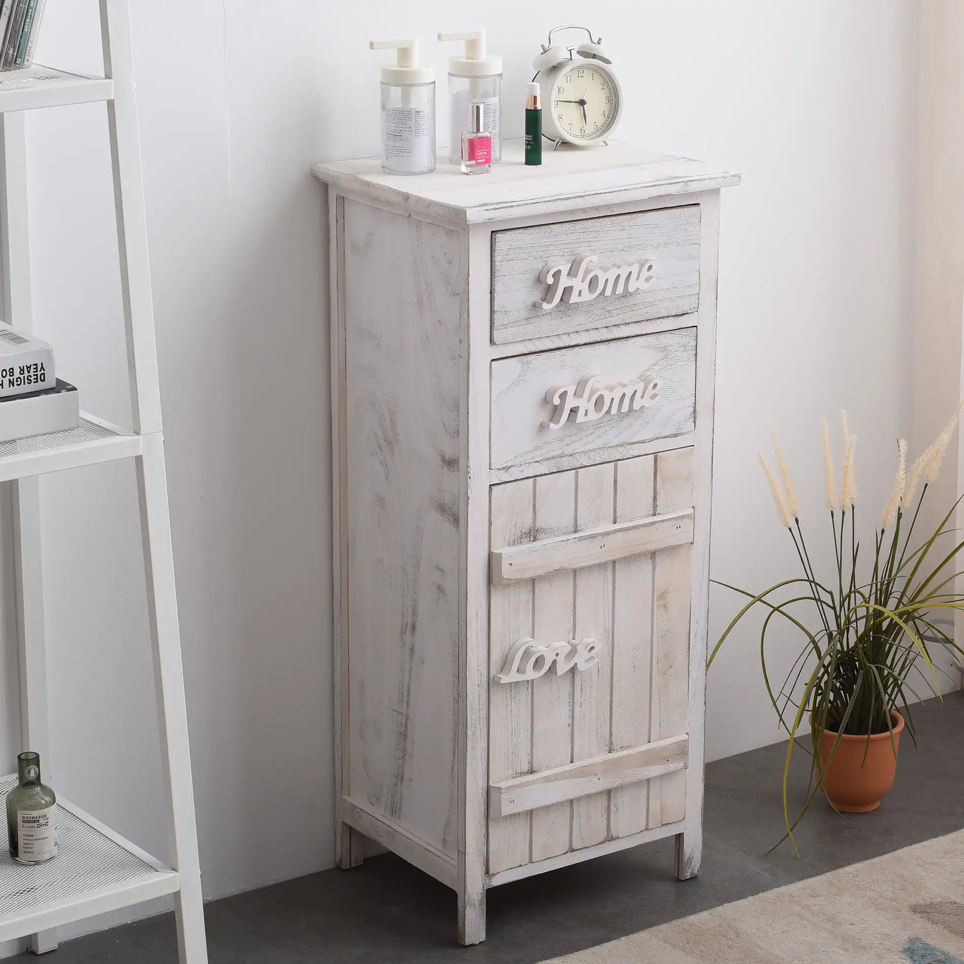 Scilla - Mobiletto shabby bianco decorato con scritte - Image 3