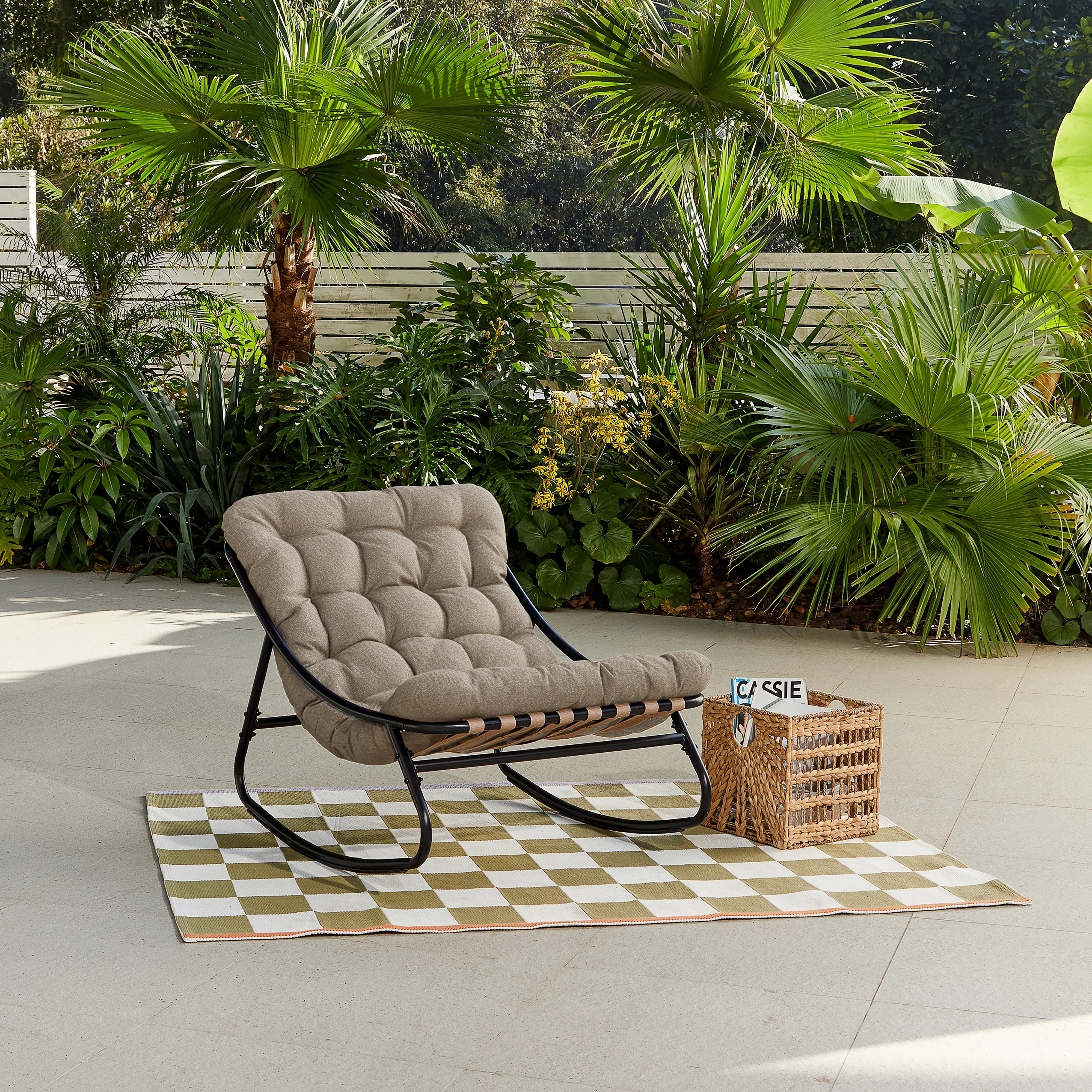Safar - Sedia a dondolo colore marrone chiaro stile moderno - Image 2