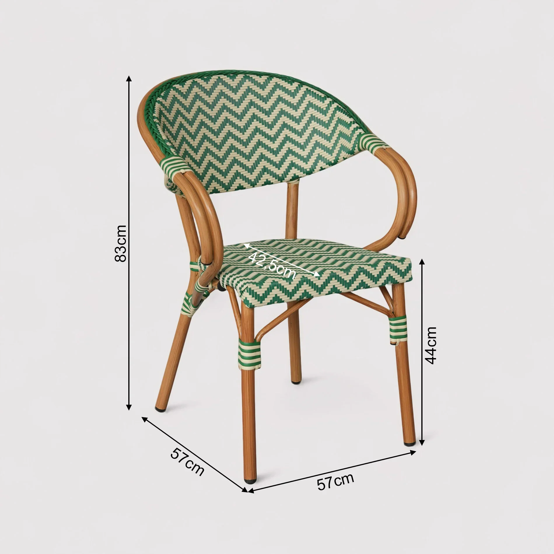 Amaranta - Set 2 Sedie da giardino impilabili verde bianco classico - Image 9
