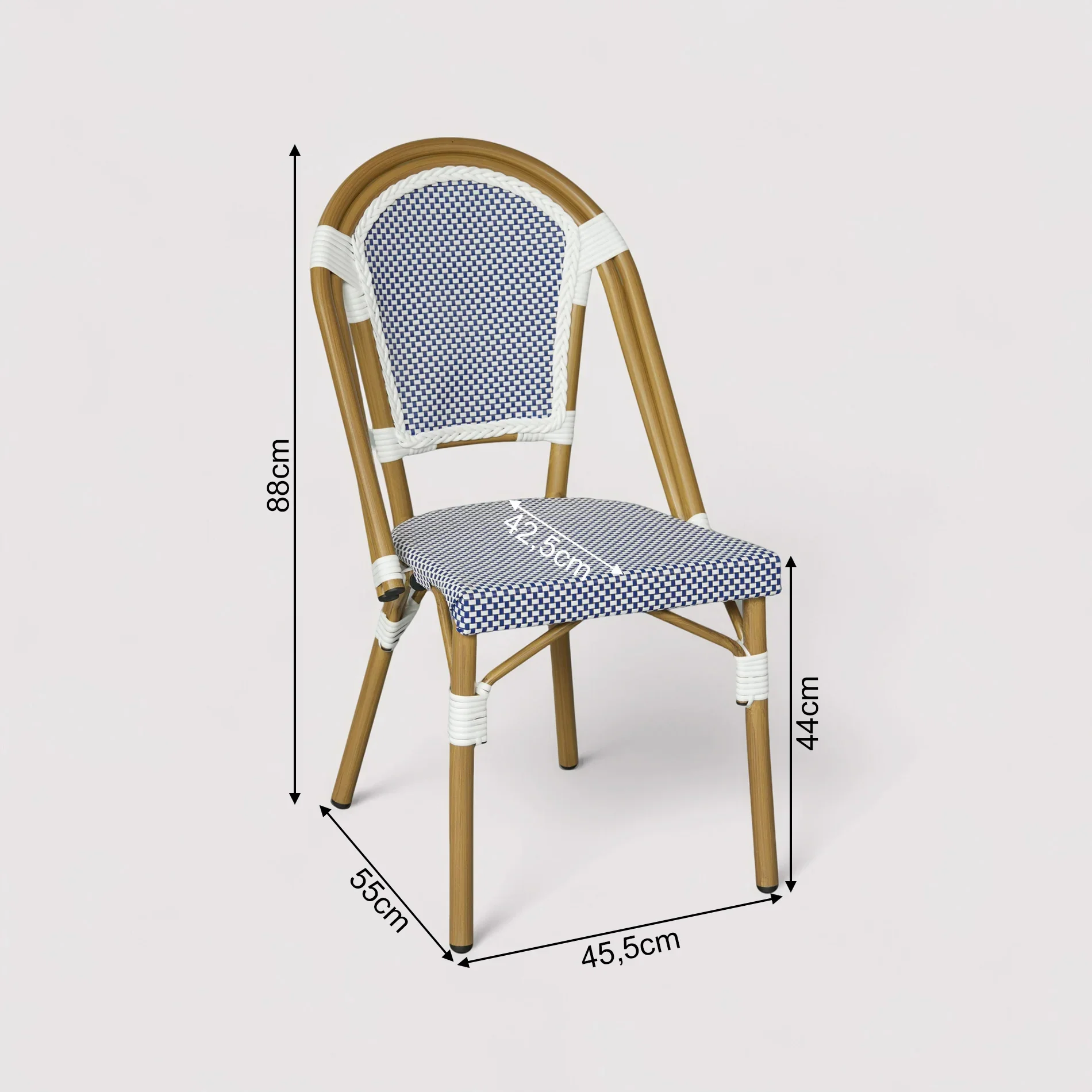 Kentia - Set 2 Sedie da giardino impilabili blu bianco classico - Image 10