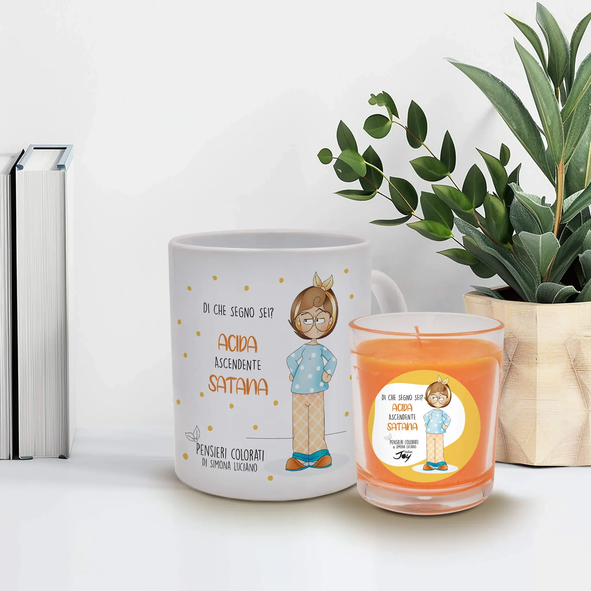 Set 1 tazza in ceramica e bicchiere con candela fragranza agrumi - Image 2