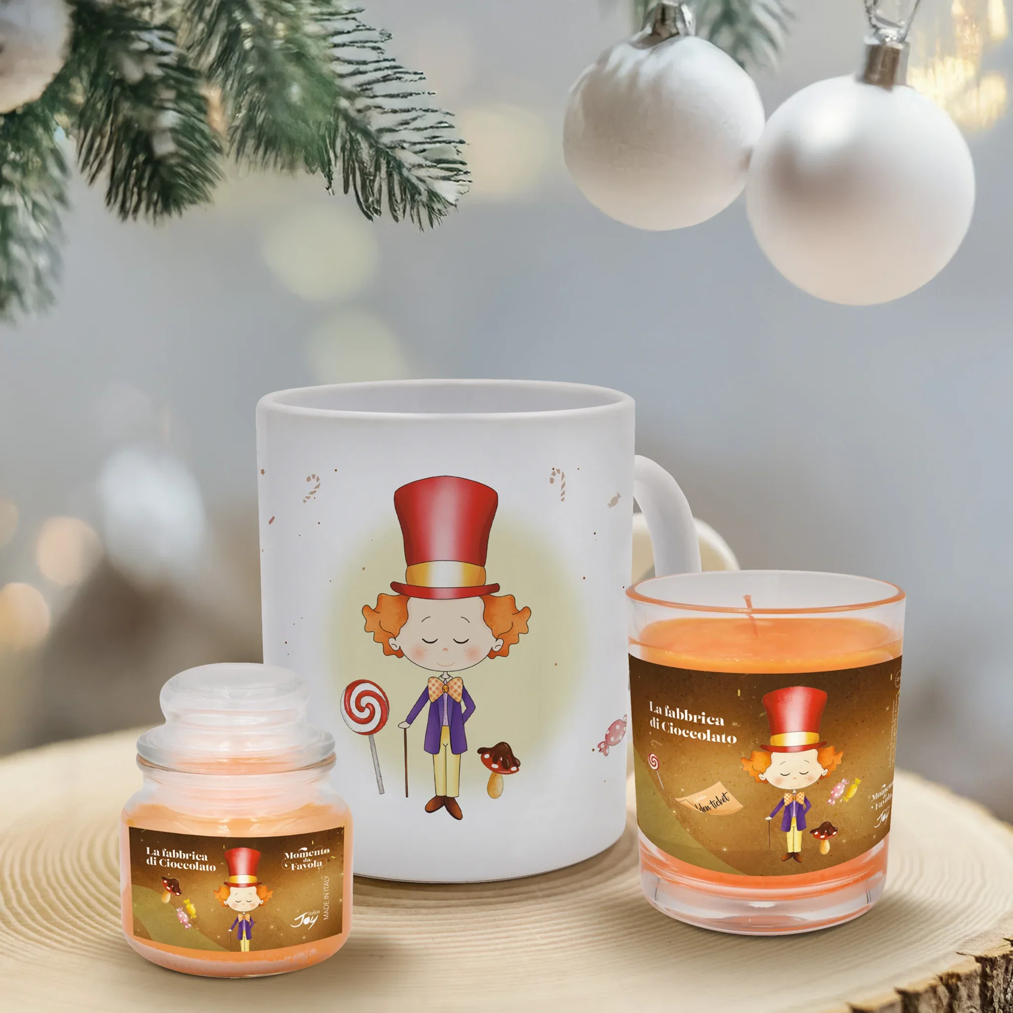 Set tazza e 2 candele profumate fragranza arancia e cannella - Image 3