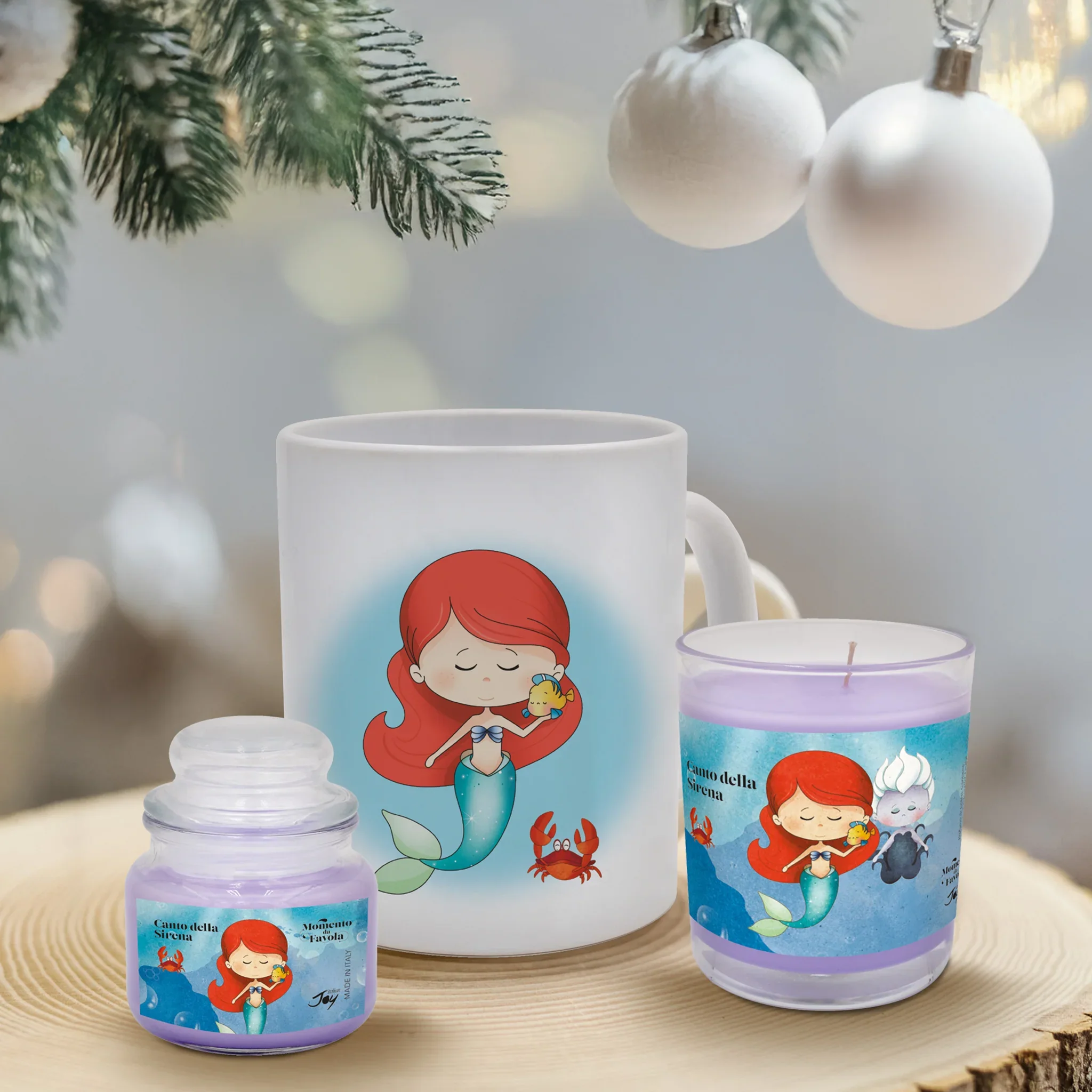 Set tazza tema "Canto della sirena" e 2 candele profumate fragranza lavanda - Image 3