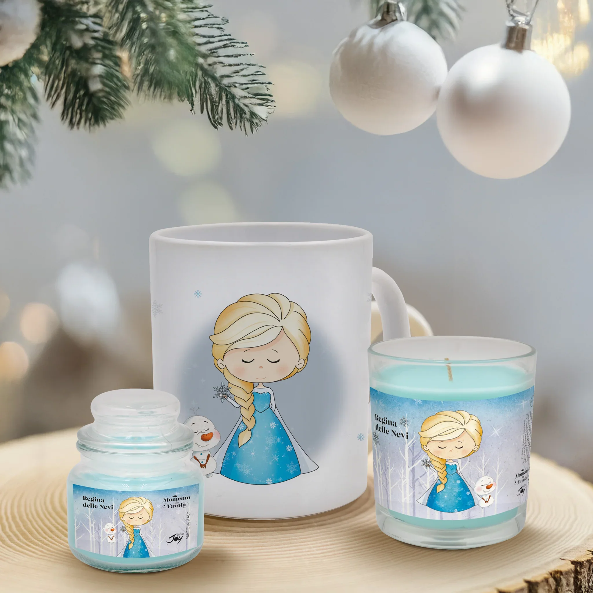 Set tazza tema "Regina delle nevi" e 2 candele profumate fragranza relax - Image 3