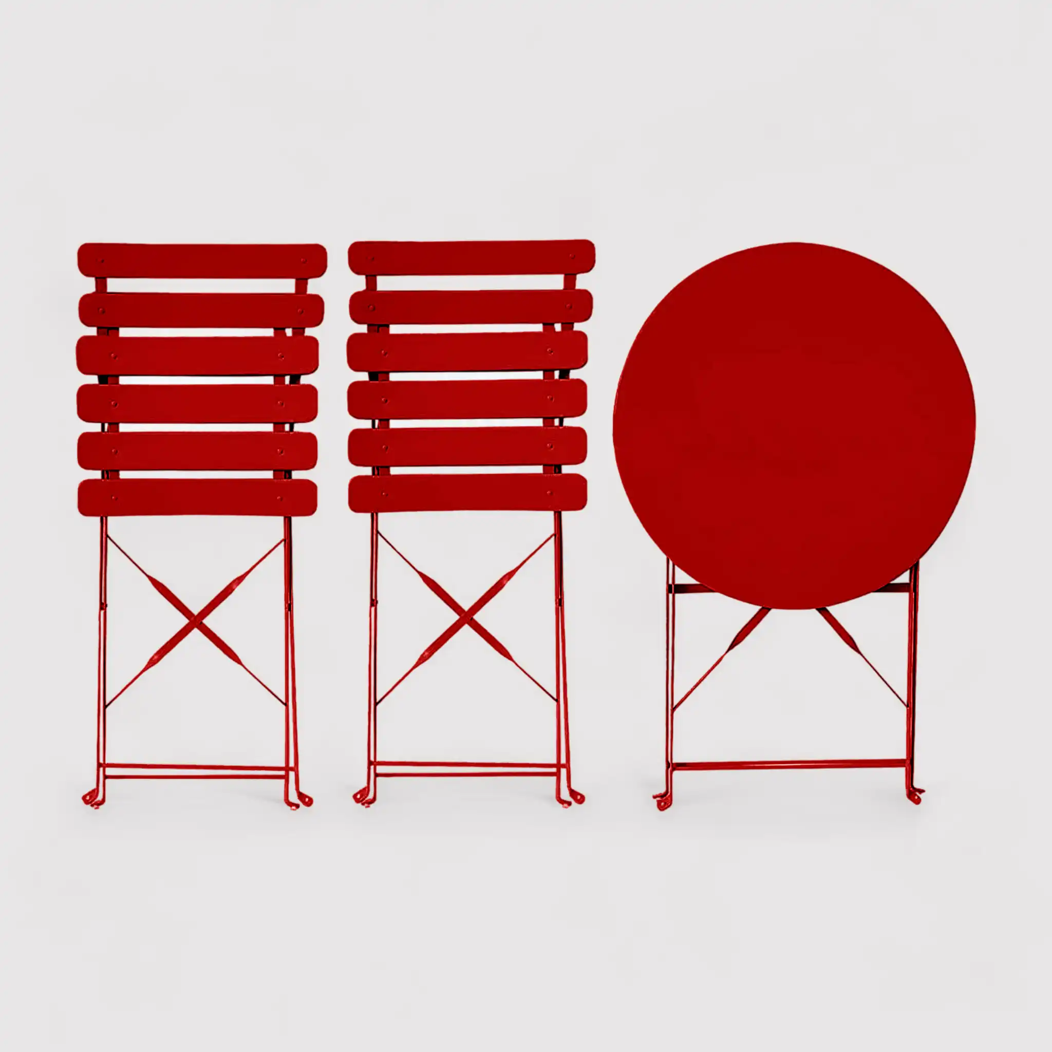 Seyal - Set bistrot rosso da esterno con tavolino e 2 sedie pieghevoli - Image 3