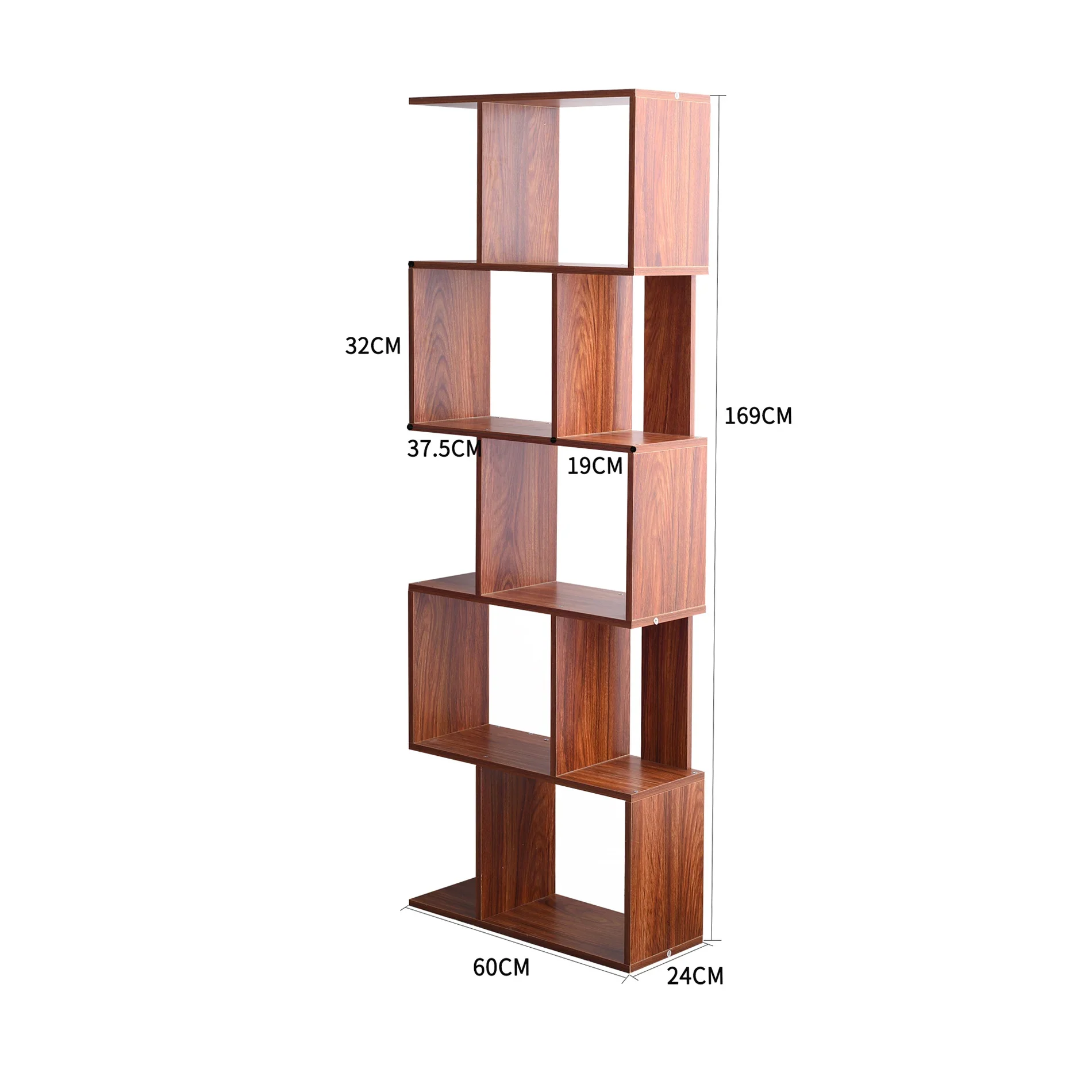 Singonio - Mobile libreria color noce con 5 scaffali - Image 5