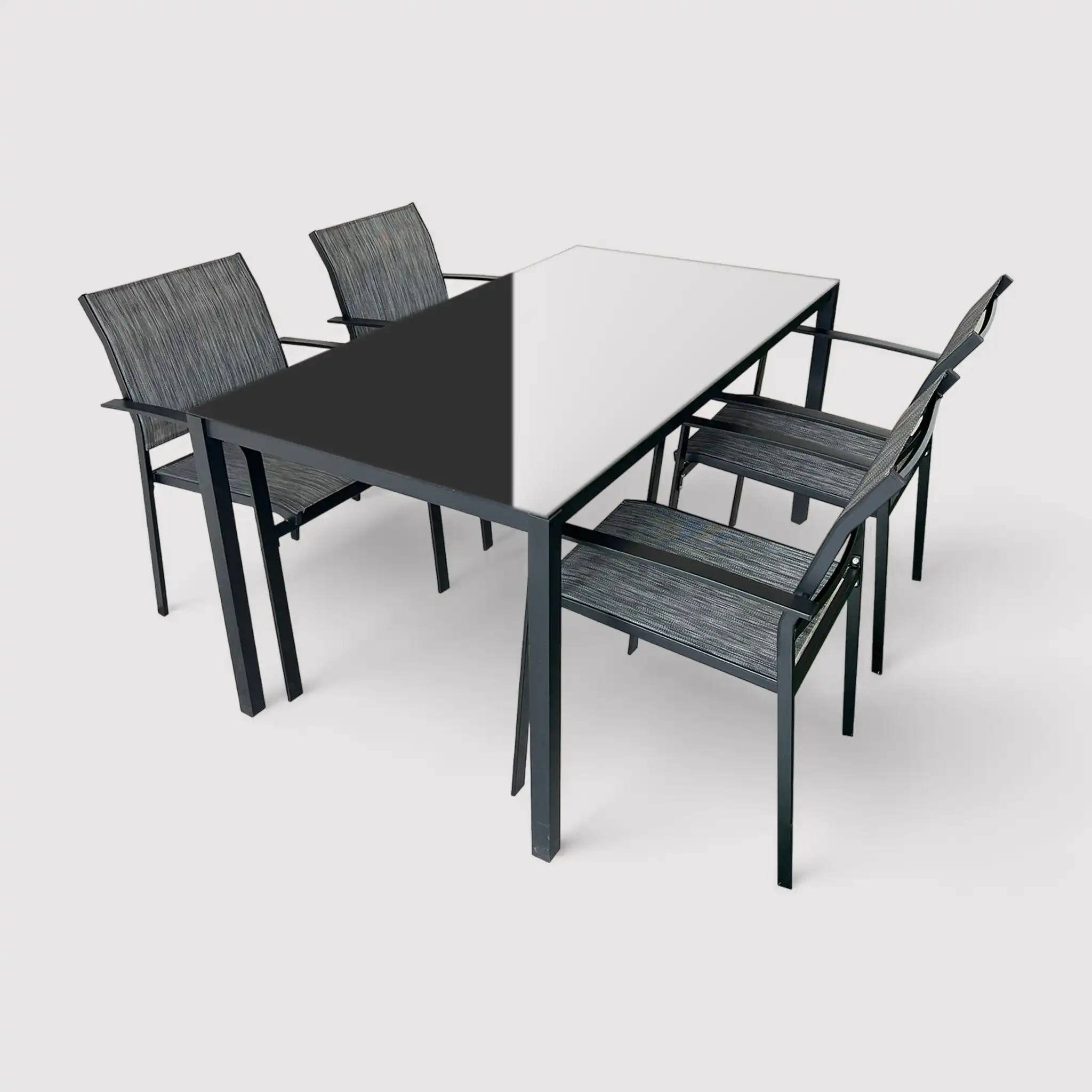 Snobar - Set tavolo da pranzo da esterno con 4 sedie grigio scuro