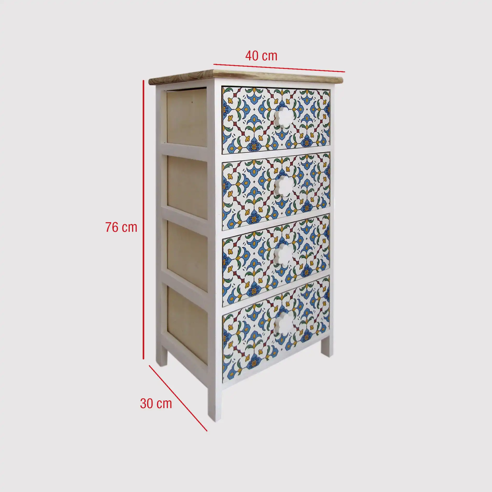 Sparto - Cassettiera in stile mediterraneo con 4 cassetti - Image 6