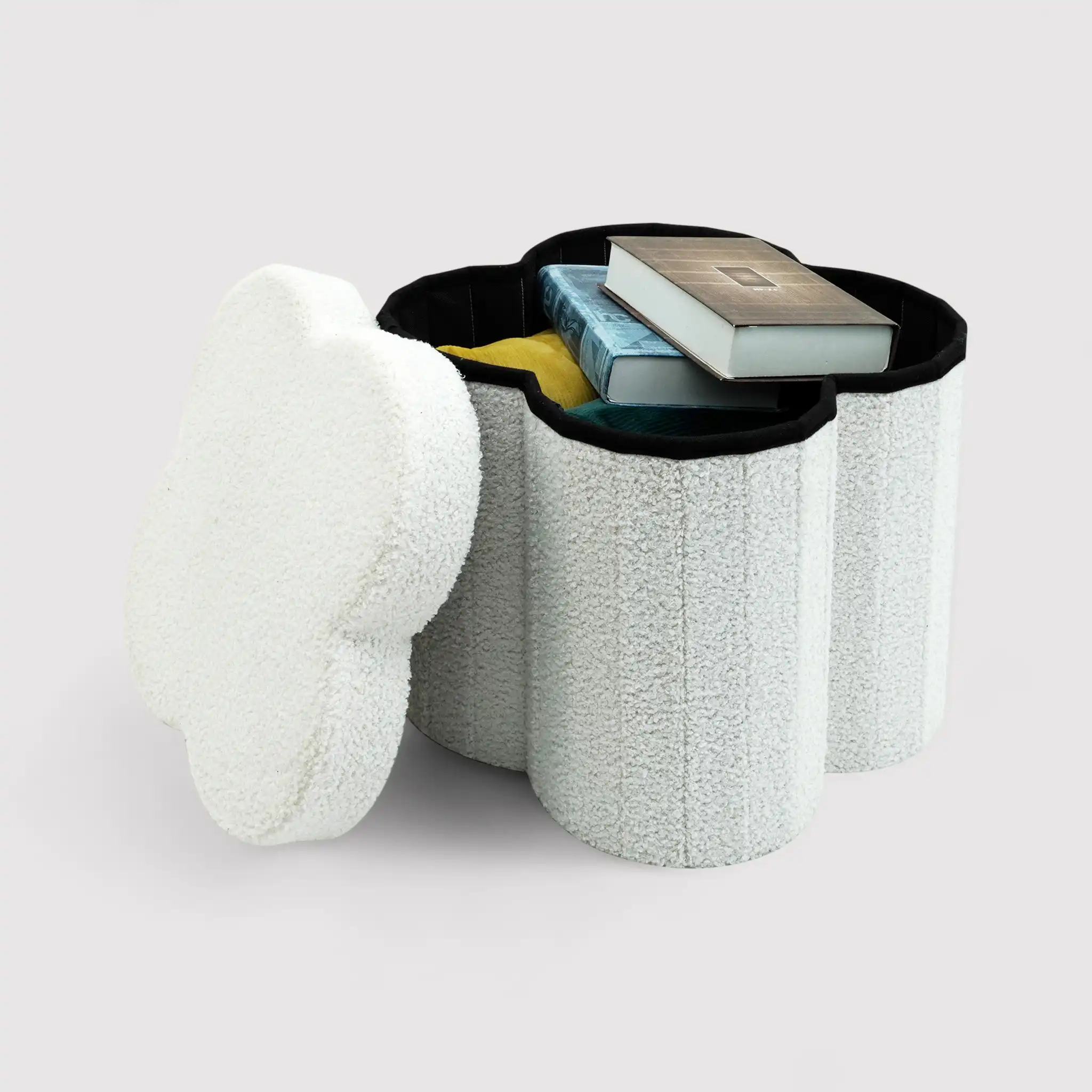 Sufra - Pouf contenitore bianco per cameretta a tema nuvola - Image 4