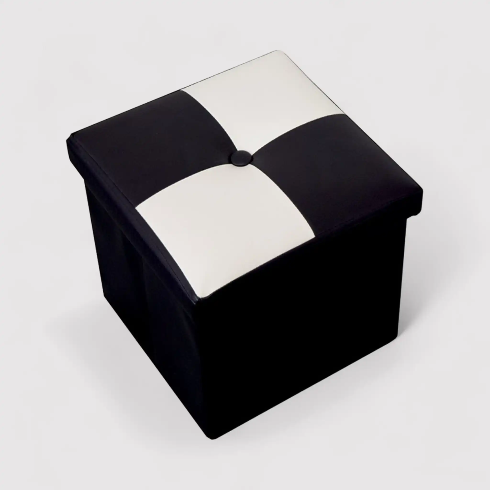 Tadmit - Pouf contenitore quadrato bianco e nero - Image 3