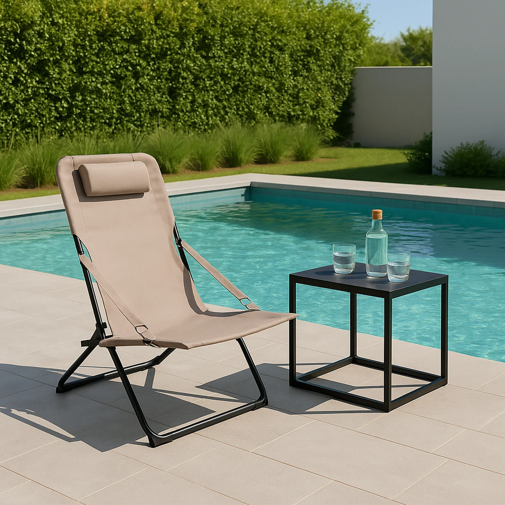 Tamatin - Sedia reclinabile beige da esterno con braccioli - Image 2