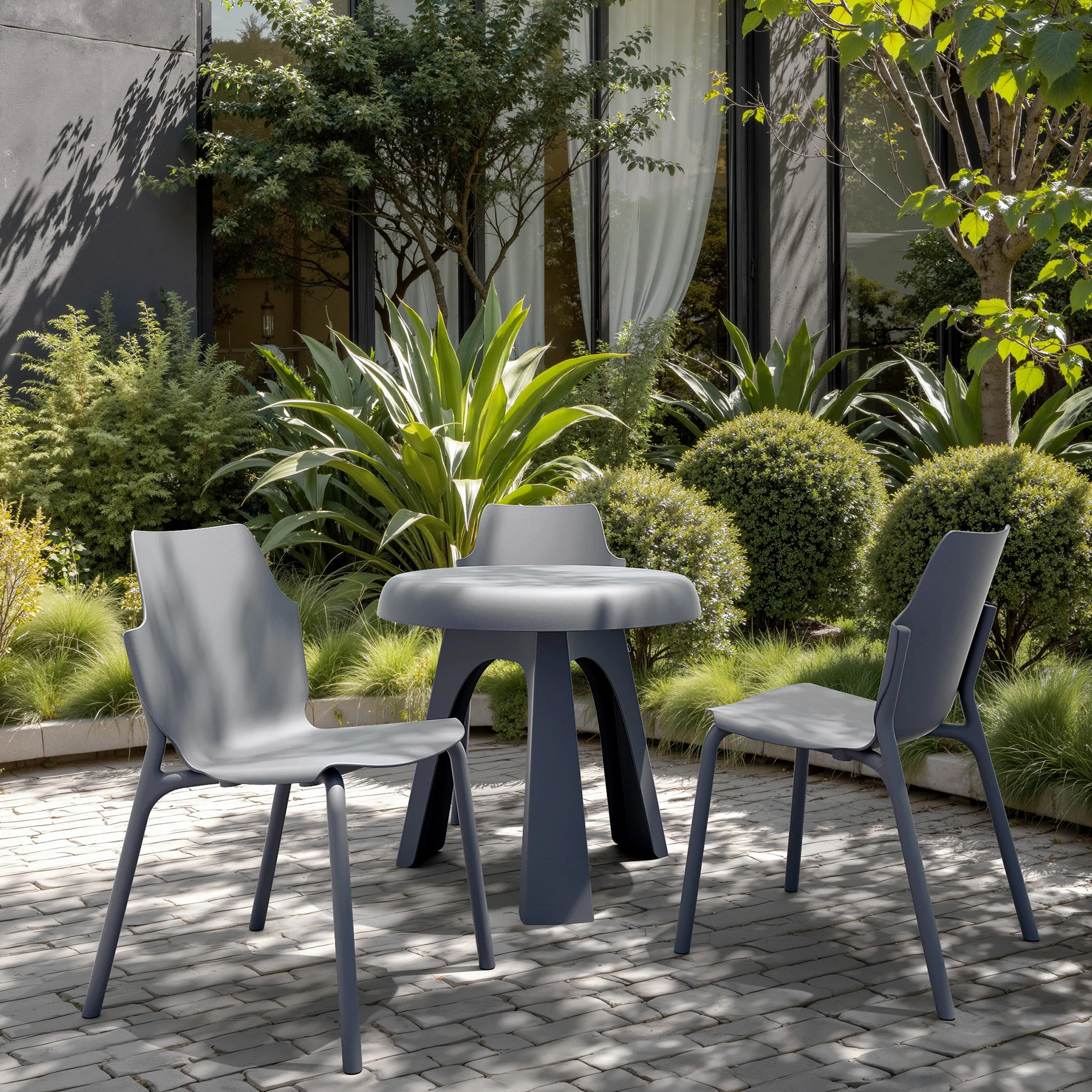 Tarek - Set 2 Sedie da giardino colore grigio antracite moderne - Image 2