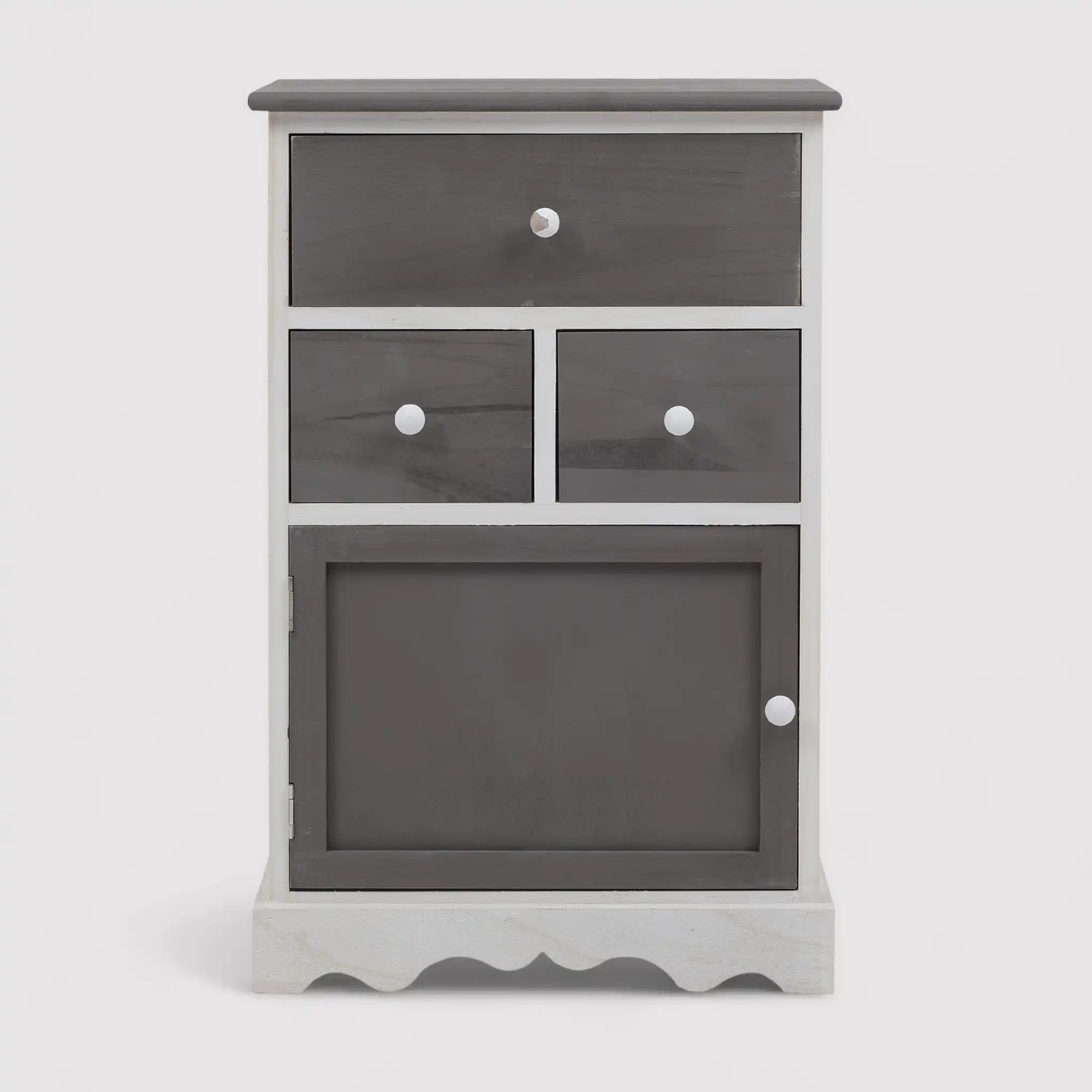 Tarhui - Mobiletto da ingresso bianco e grigio con 1 anta e 3 cassetti - Image 3
