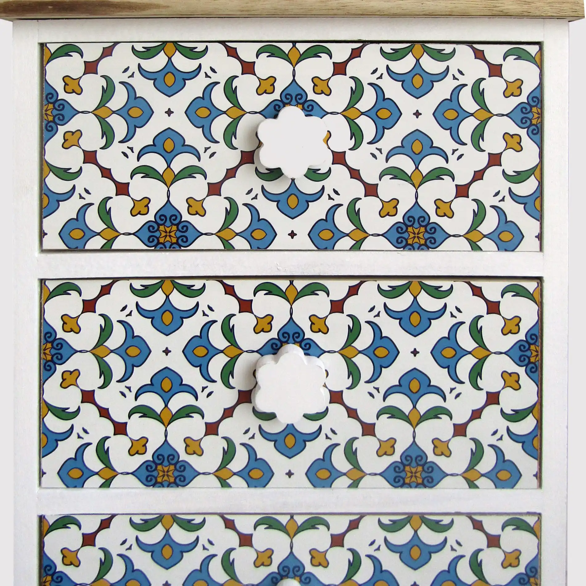 Tecoma - Comodino decorato con maioliche e in legno naturale - Image 4