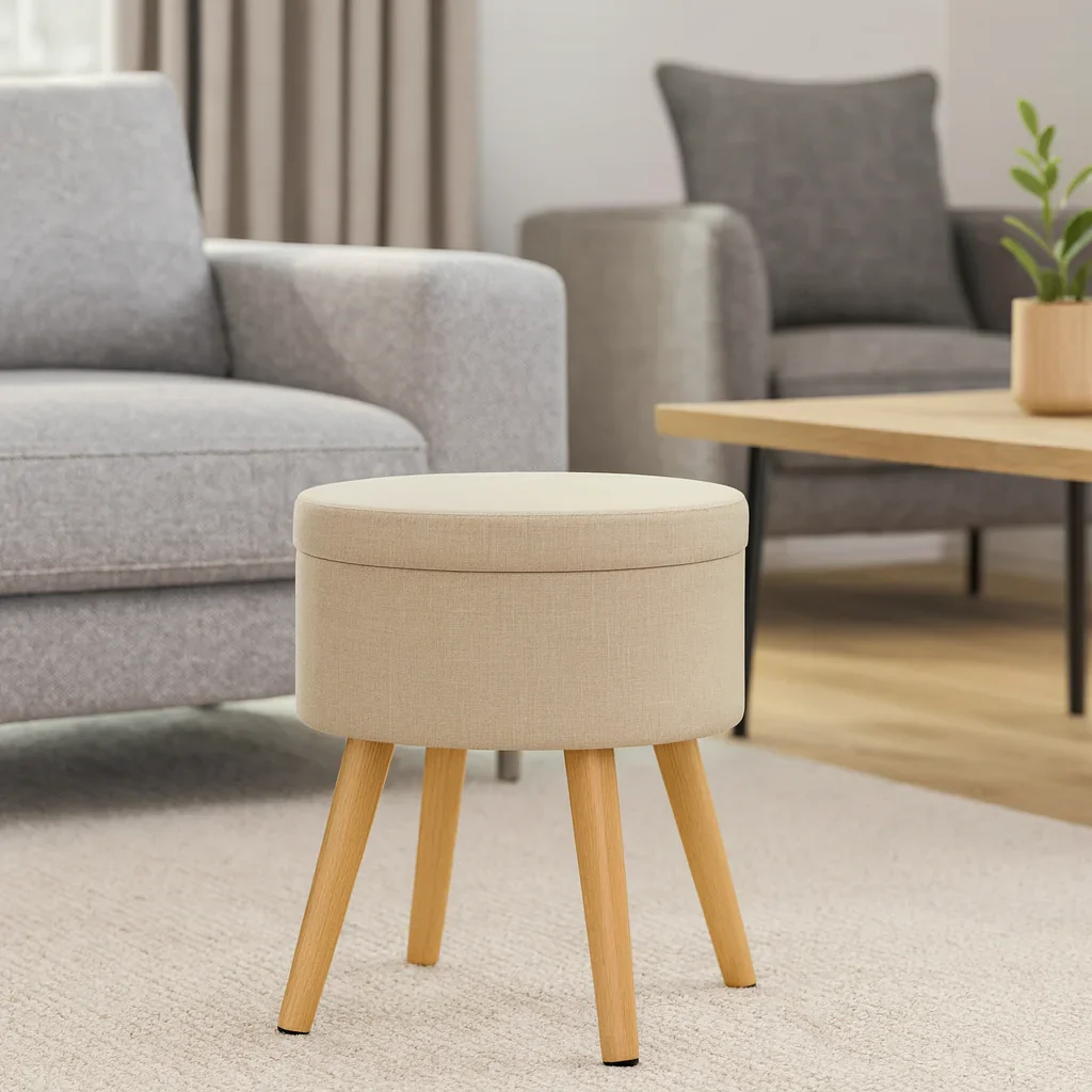 Tiaré - Sgabello poggiapiedi colore beige  stile moderno - Image 3