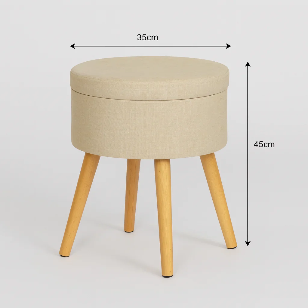 Tiaré - Sgabello poggiapiedi colore beige  stile moderno - Image 7