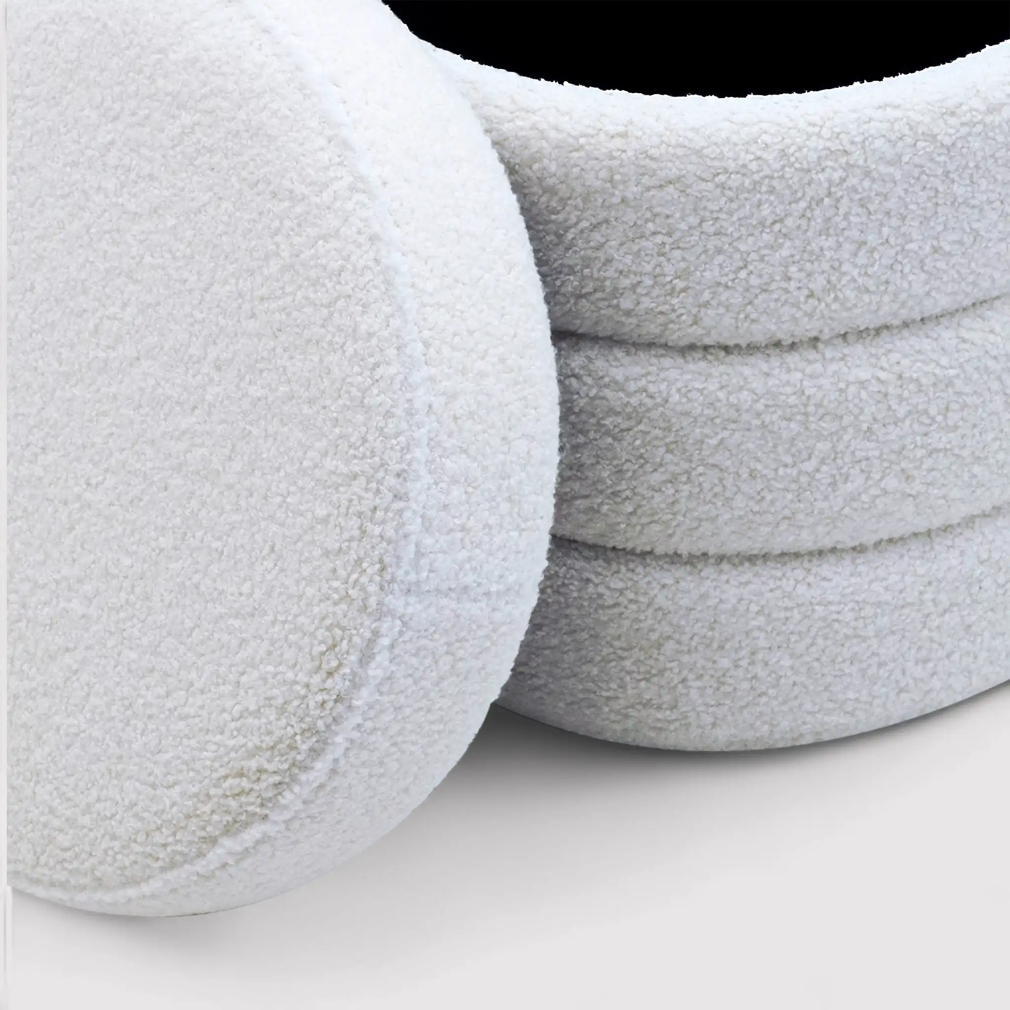 Uxi - Pouf tondo contenitore bianco per salotto - Image 4