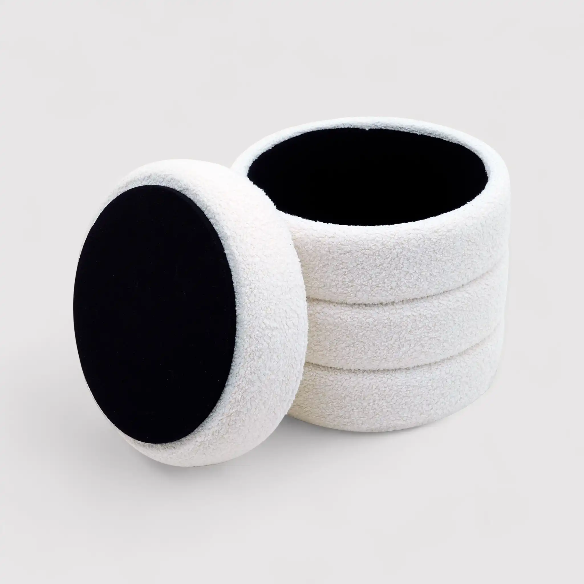Uxi - Pouf tondo contenitore bianco per salotto - Image 6