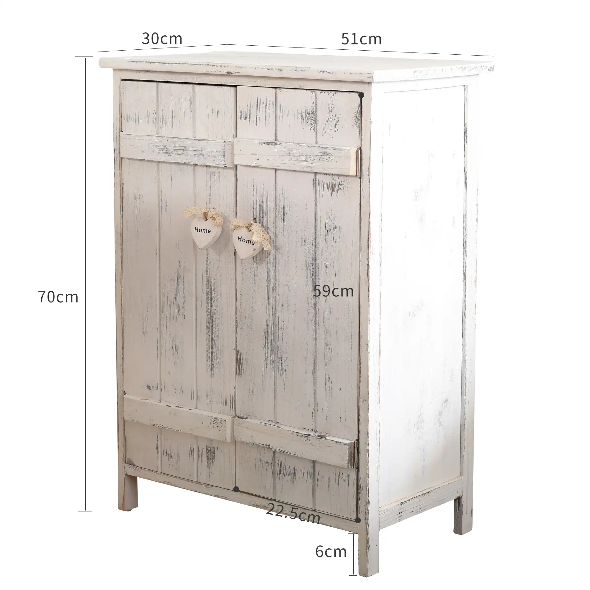 Veronica - Mobiletto per bagno shabby con 2 ante bianco decapato - Image 7