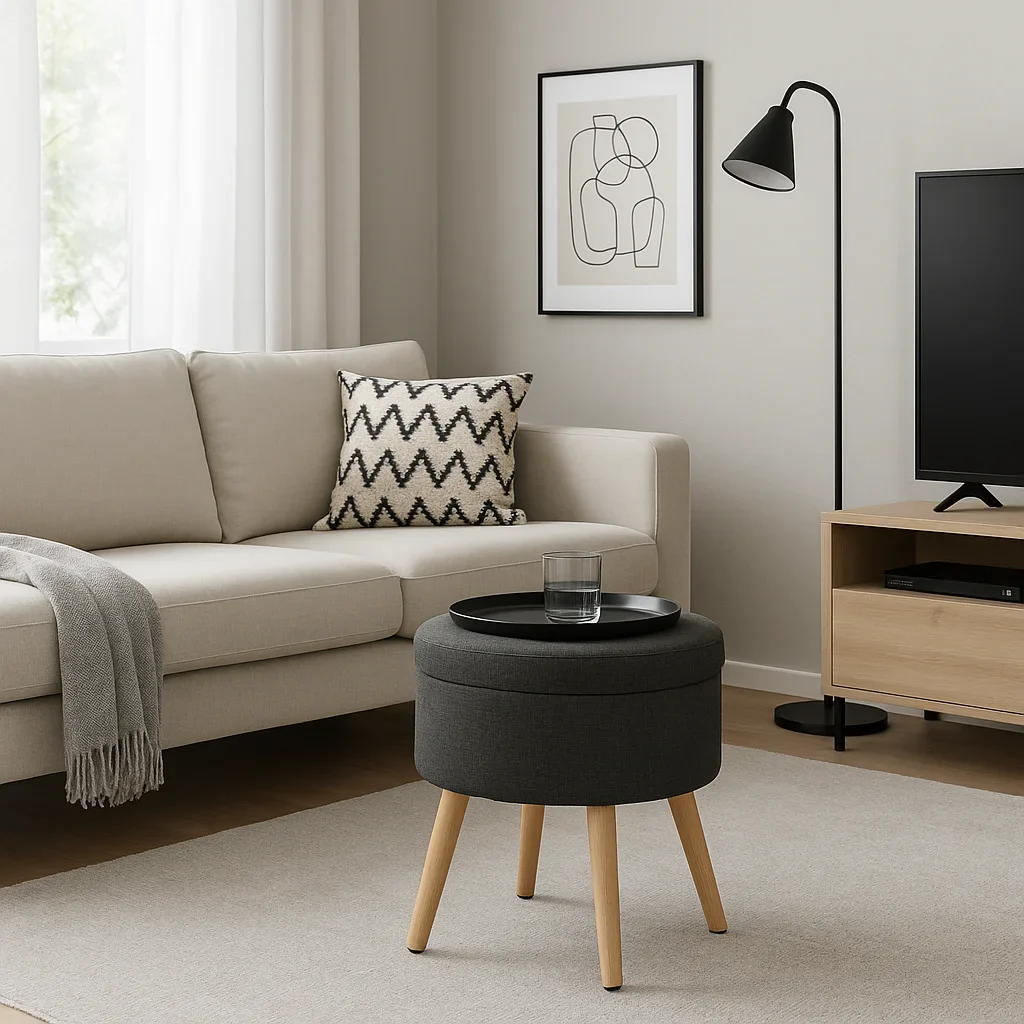Zahara - Sgabello contenitore in grigio scuro stile moderno - Image 2