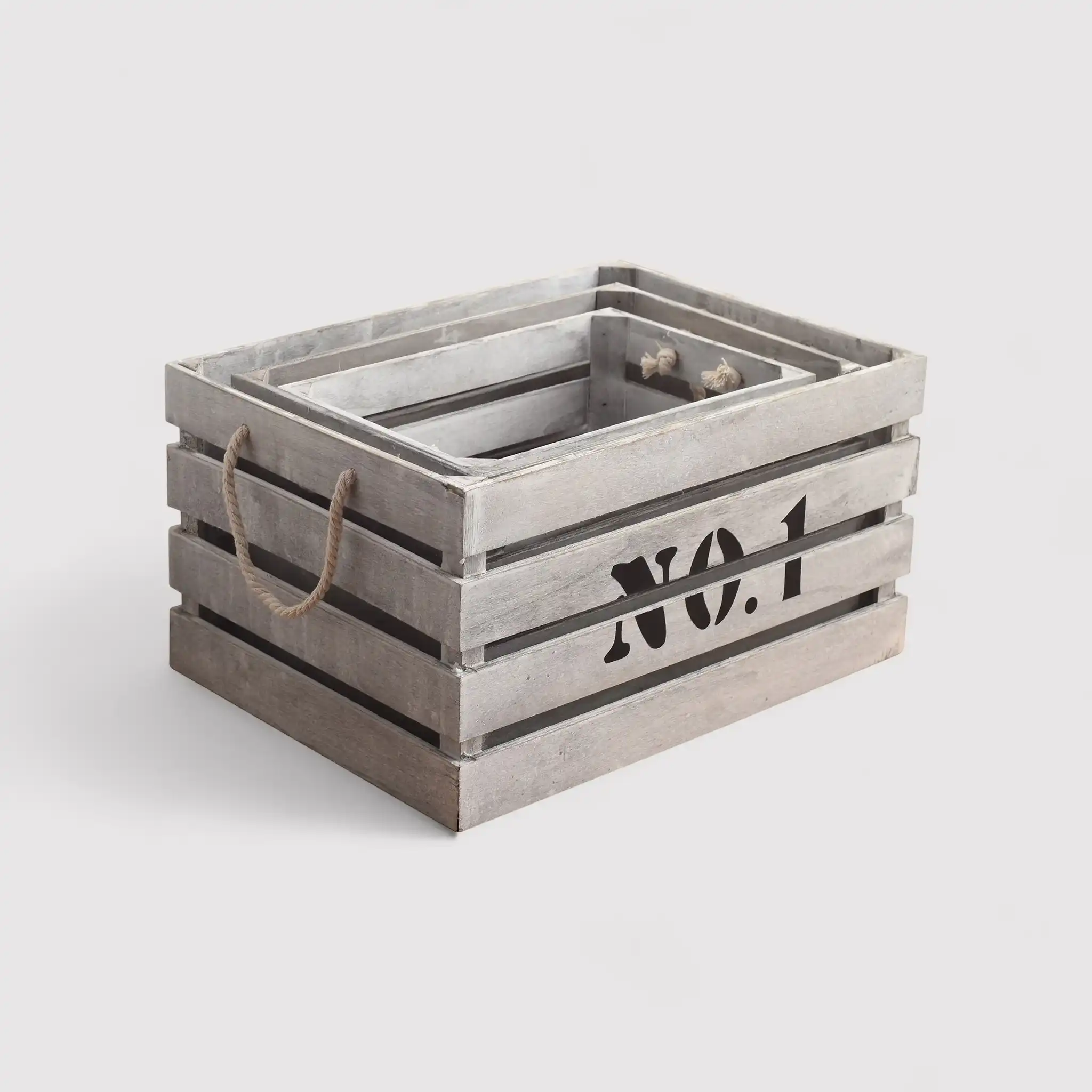 Zapote - Set di 3 cassette in legno bianco shabby decorate - Image 3
