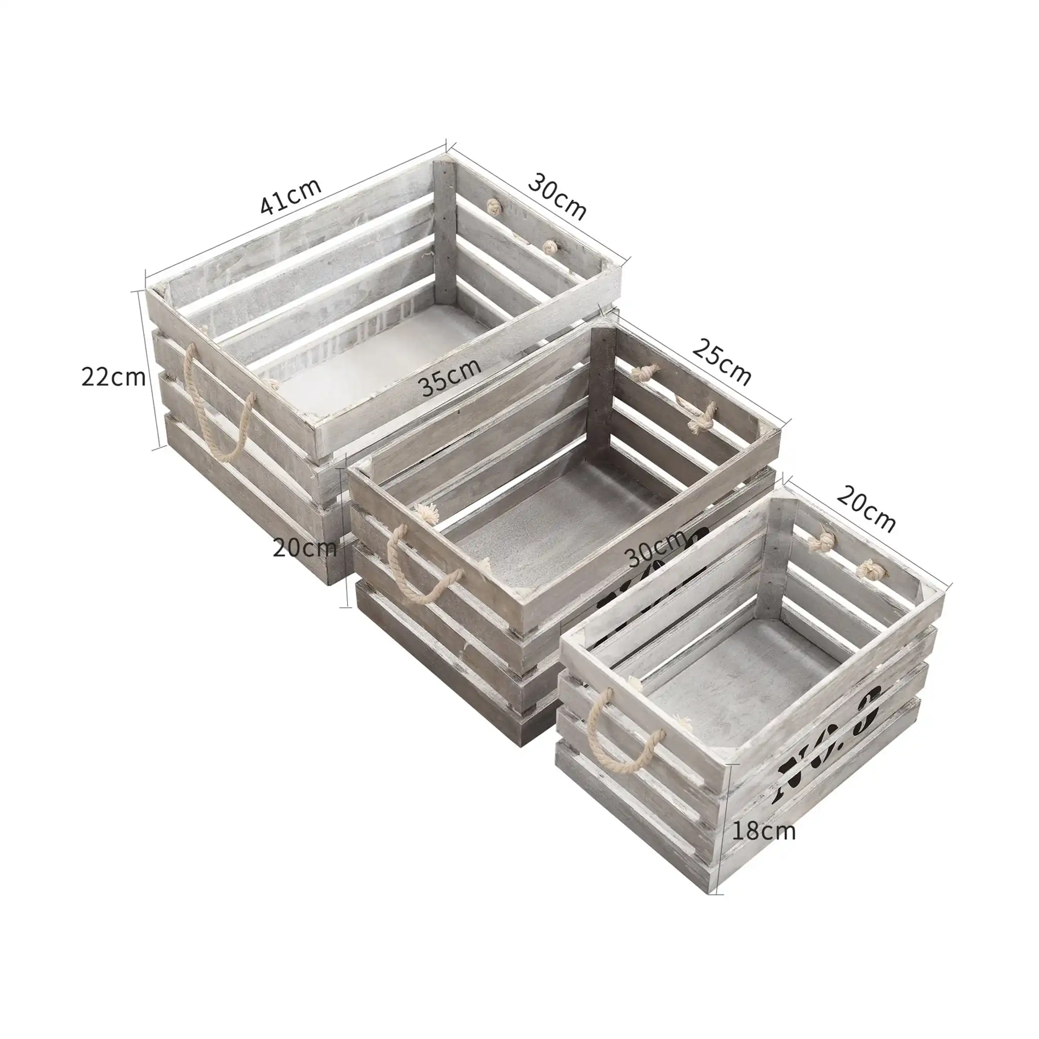 Zapote - Set di 3 cassette in legno bianco shabby decorate - Image 5