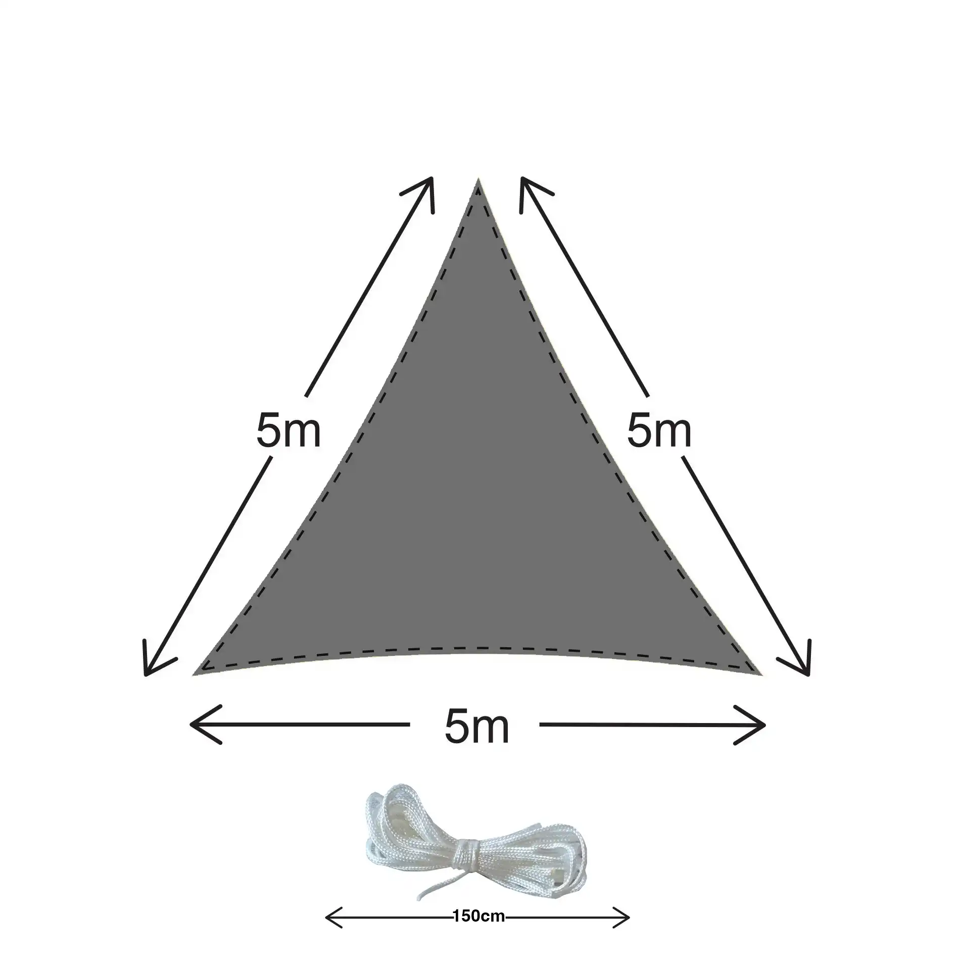 Zaytun - Vela ombreggiante triangolare grigia 5x5x5 mt - Image 5