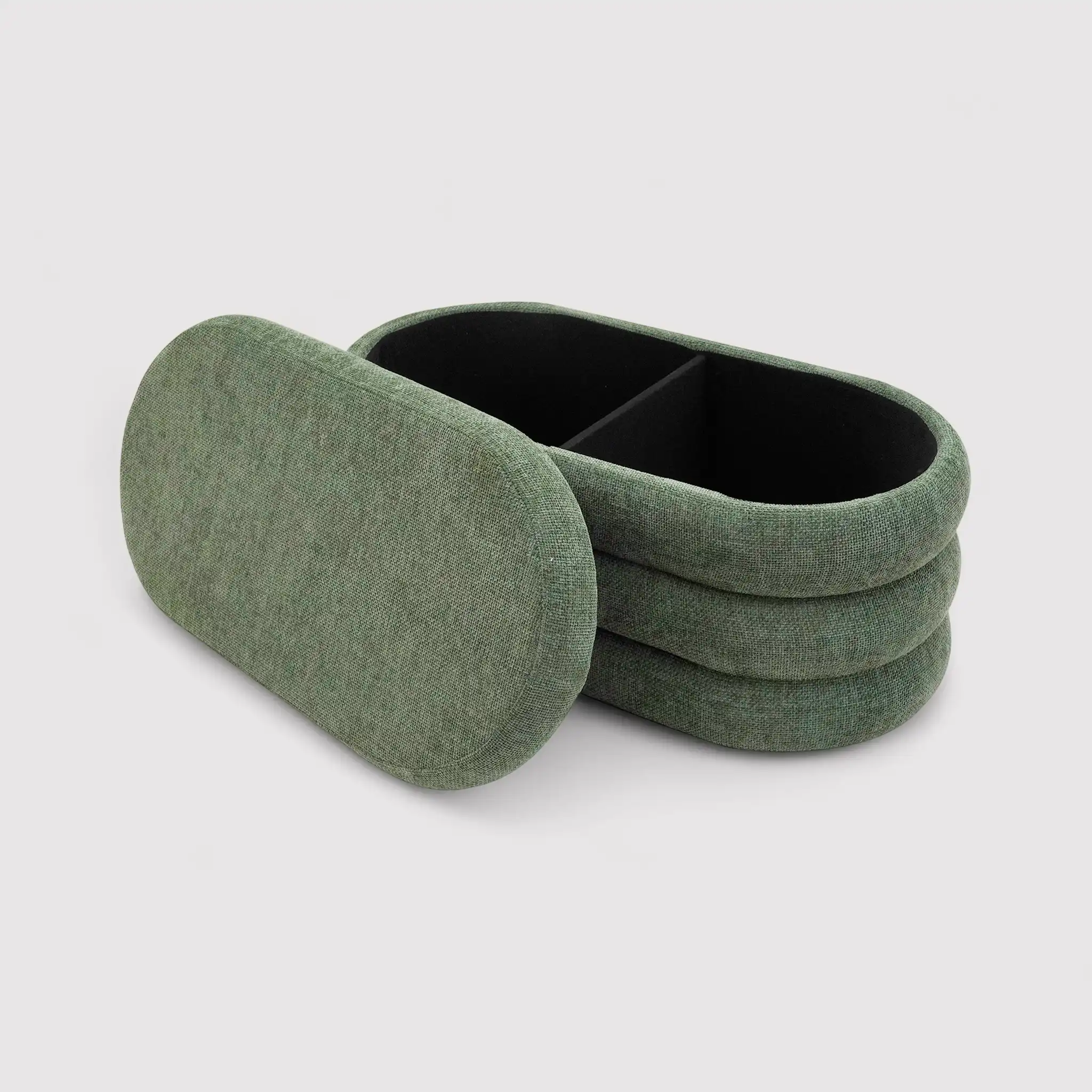 Zeytin - Pouf contenitore ovale verde scuro per salotto - Image 5