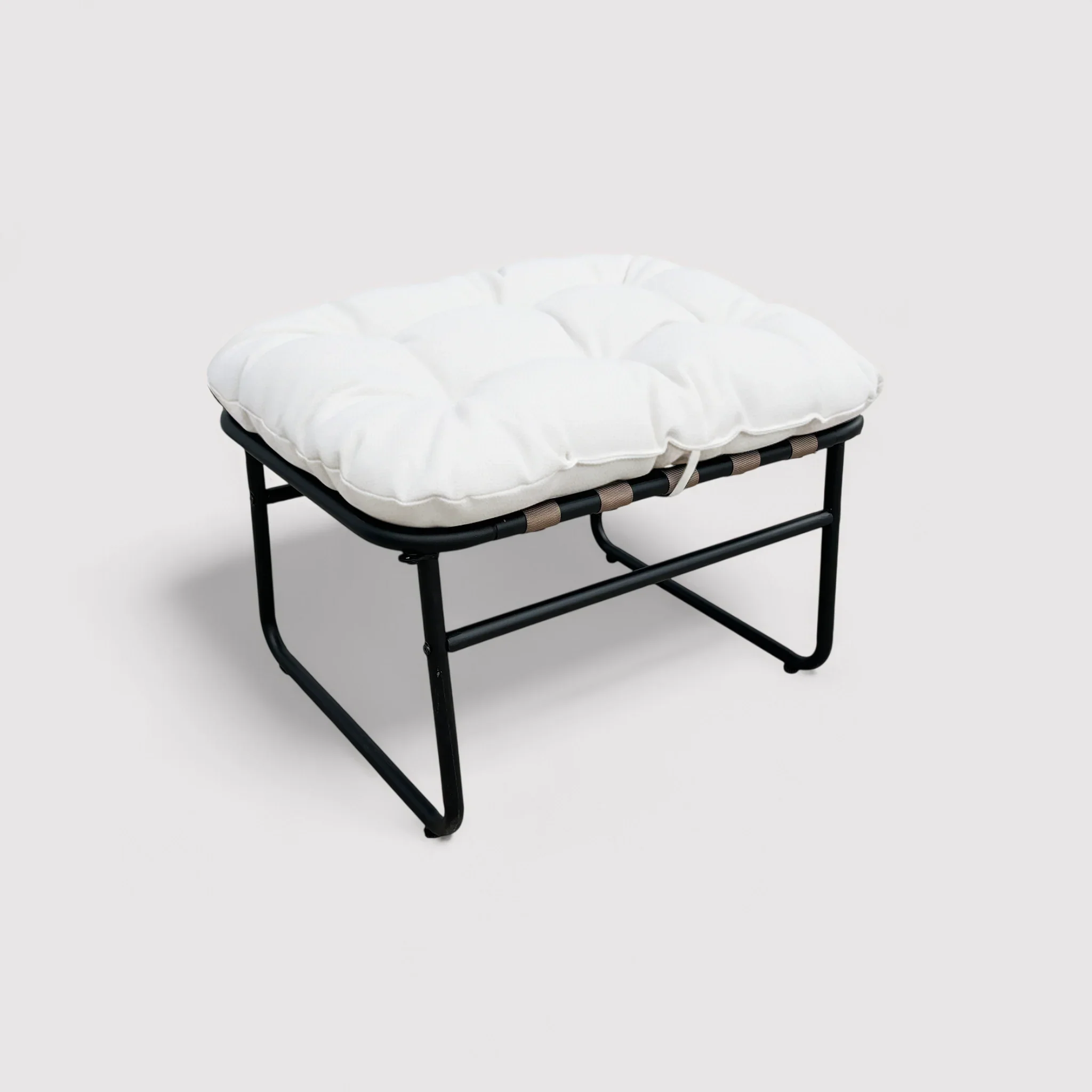 Zihan - Poggiapiedi Pouf imbottito colore bianco e grigio scuro moderno